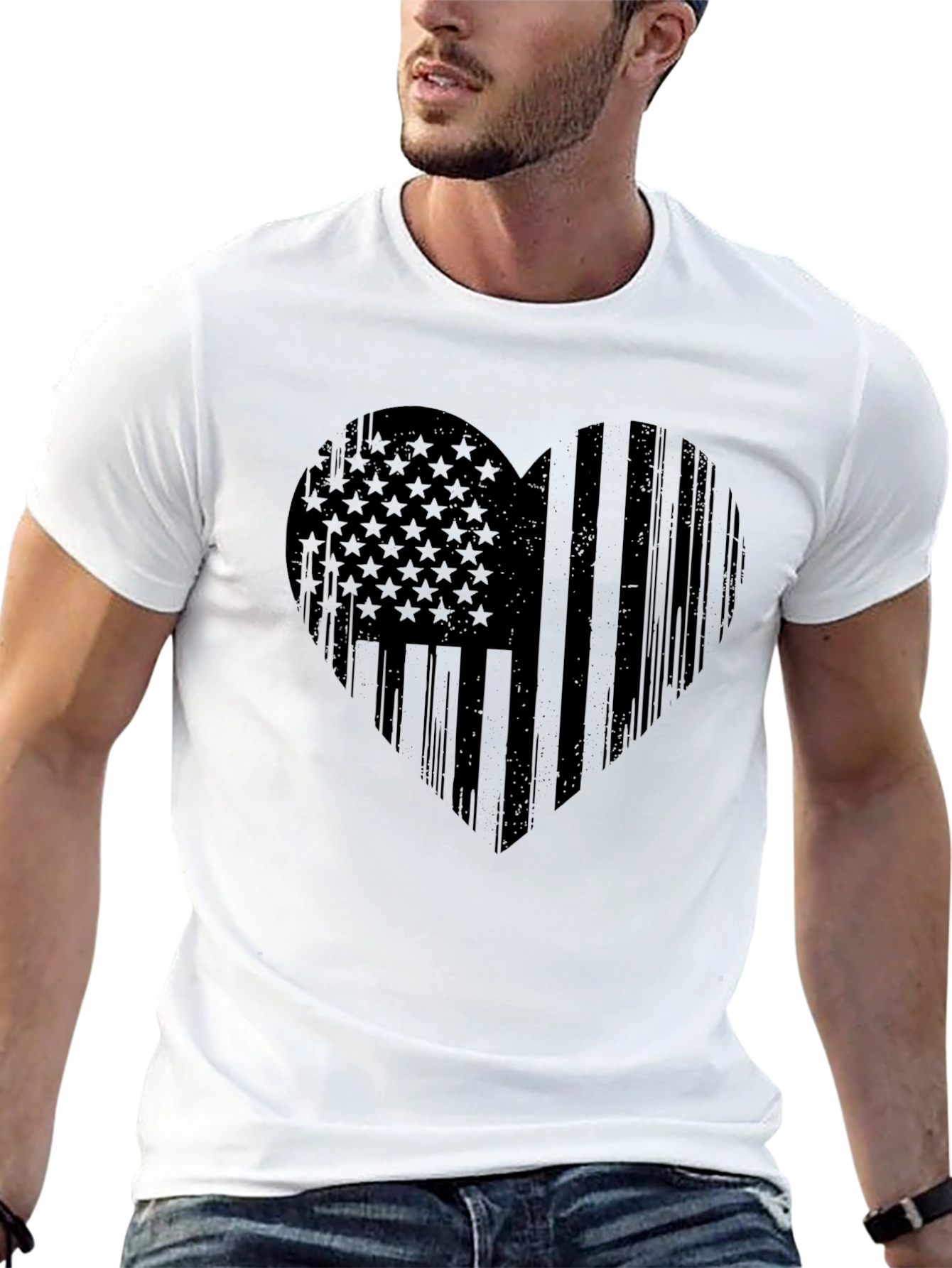 American Flag Heart T-Shirt - Patriotic Design
