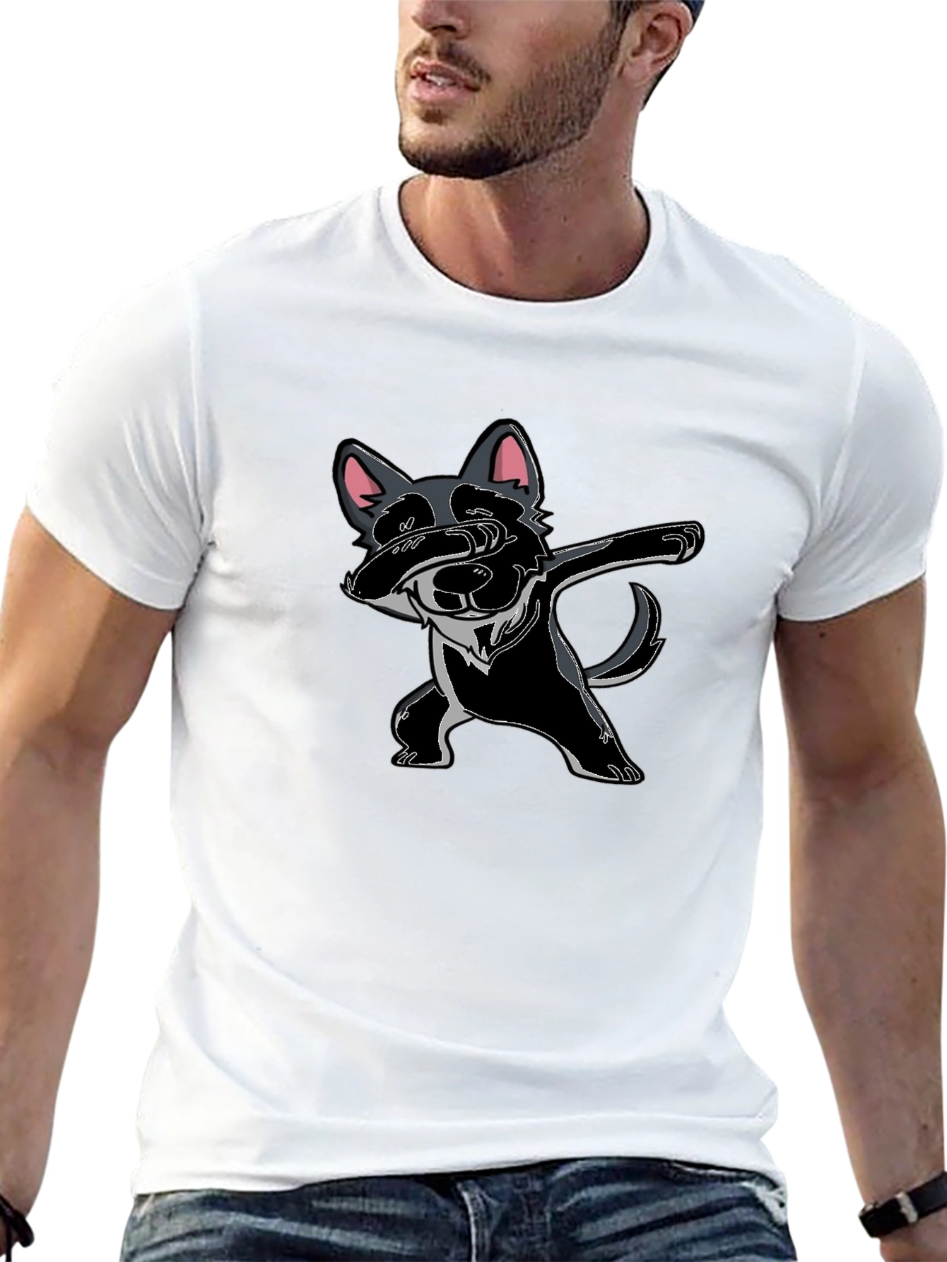 Dabbing Dog Graphic Tee - Black Cotton Comfort