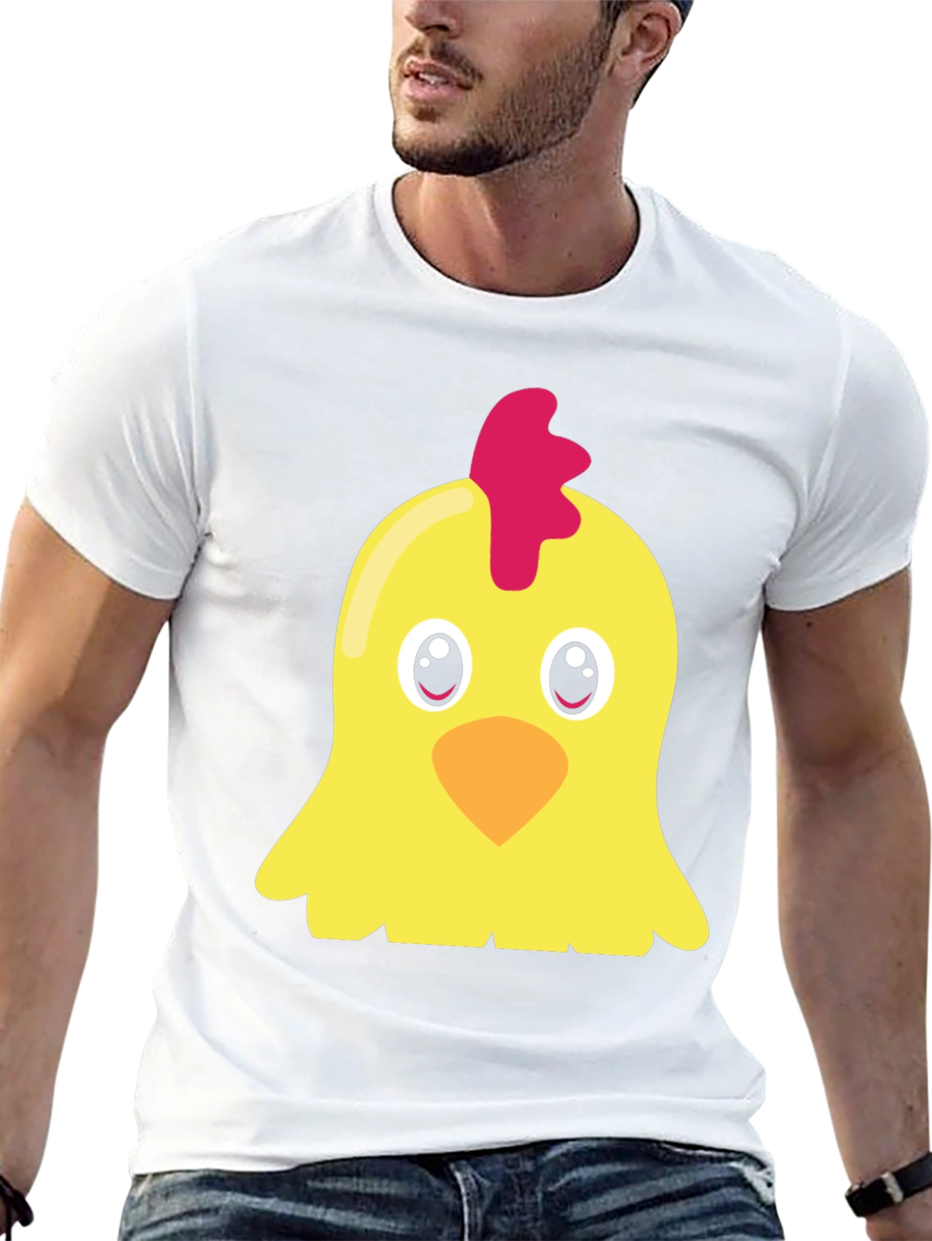 Cute Chicken Graphic T-Shirt - Black Short Sleeve