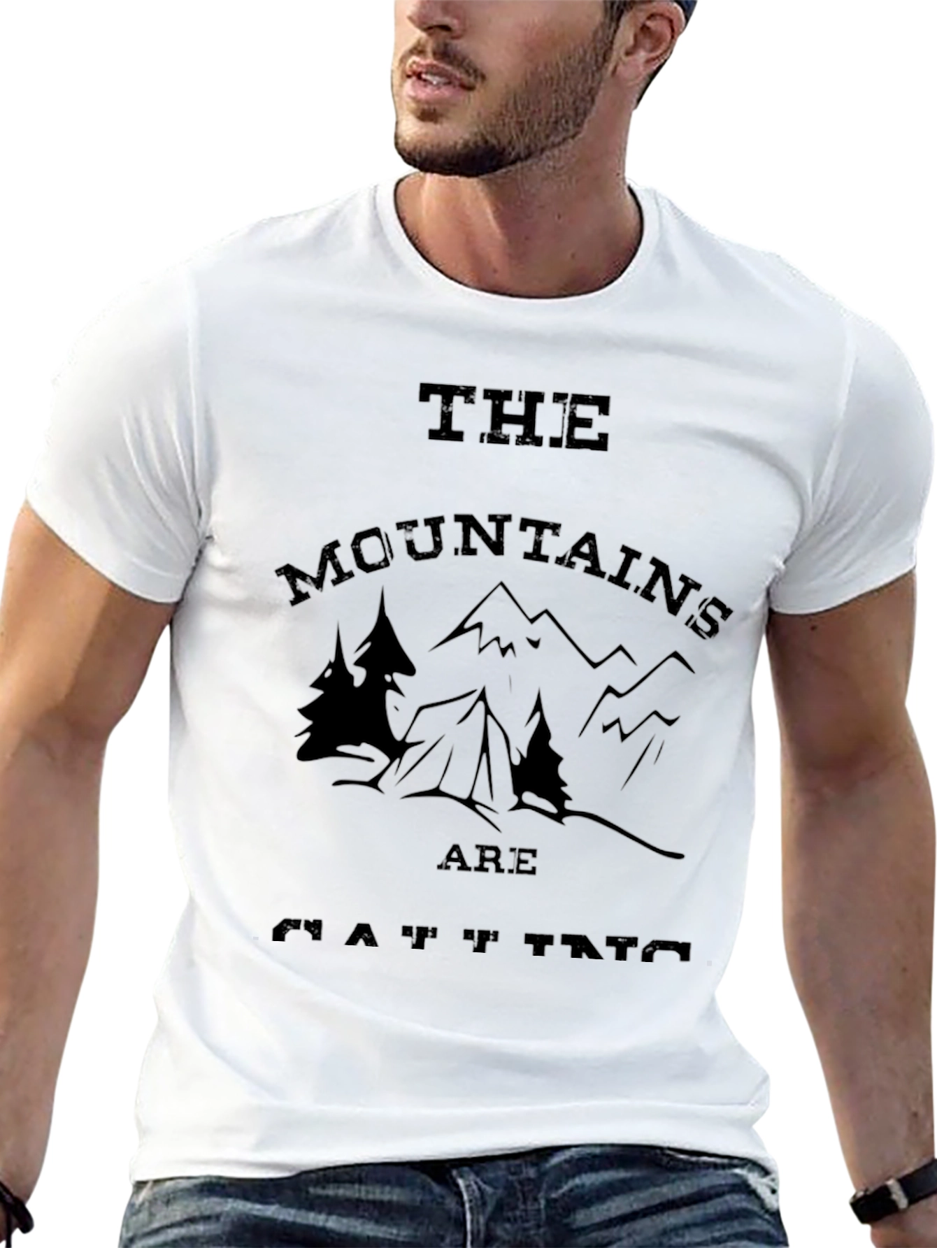 The Mountains Are Calling Mens Black T-Shirt