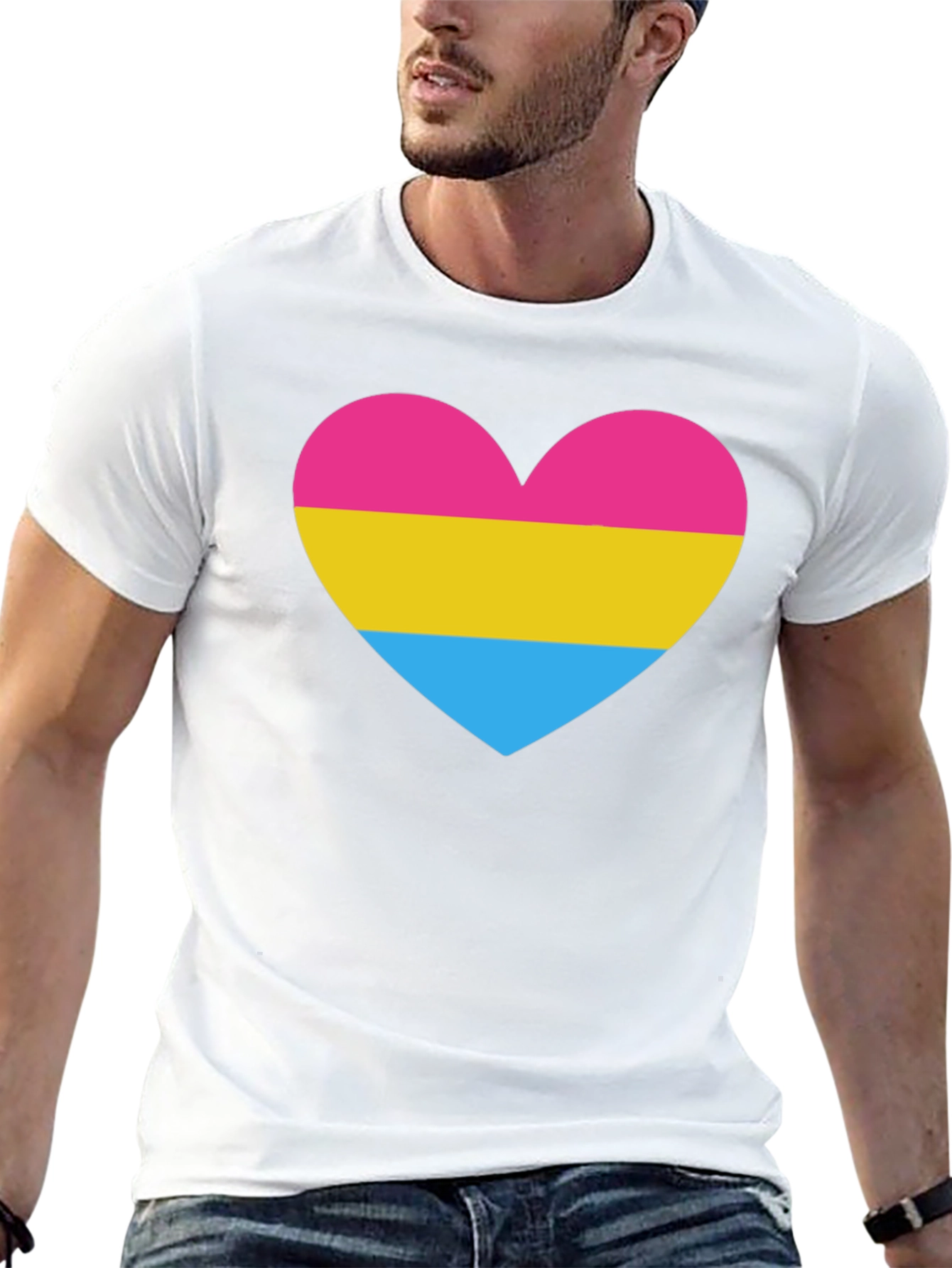 Pansexual Pride Heart T-Shirt - Black