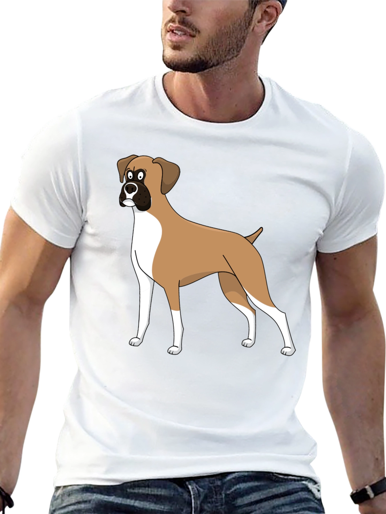 Cartoon Boxer Dog Graphic Tee