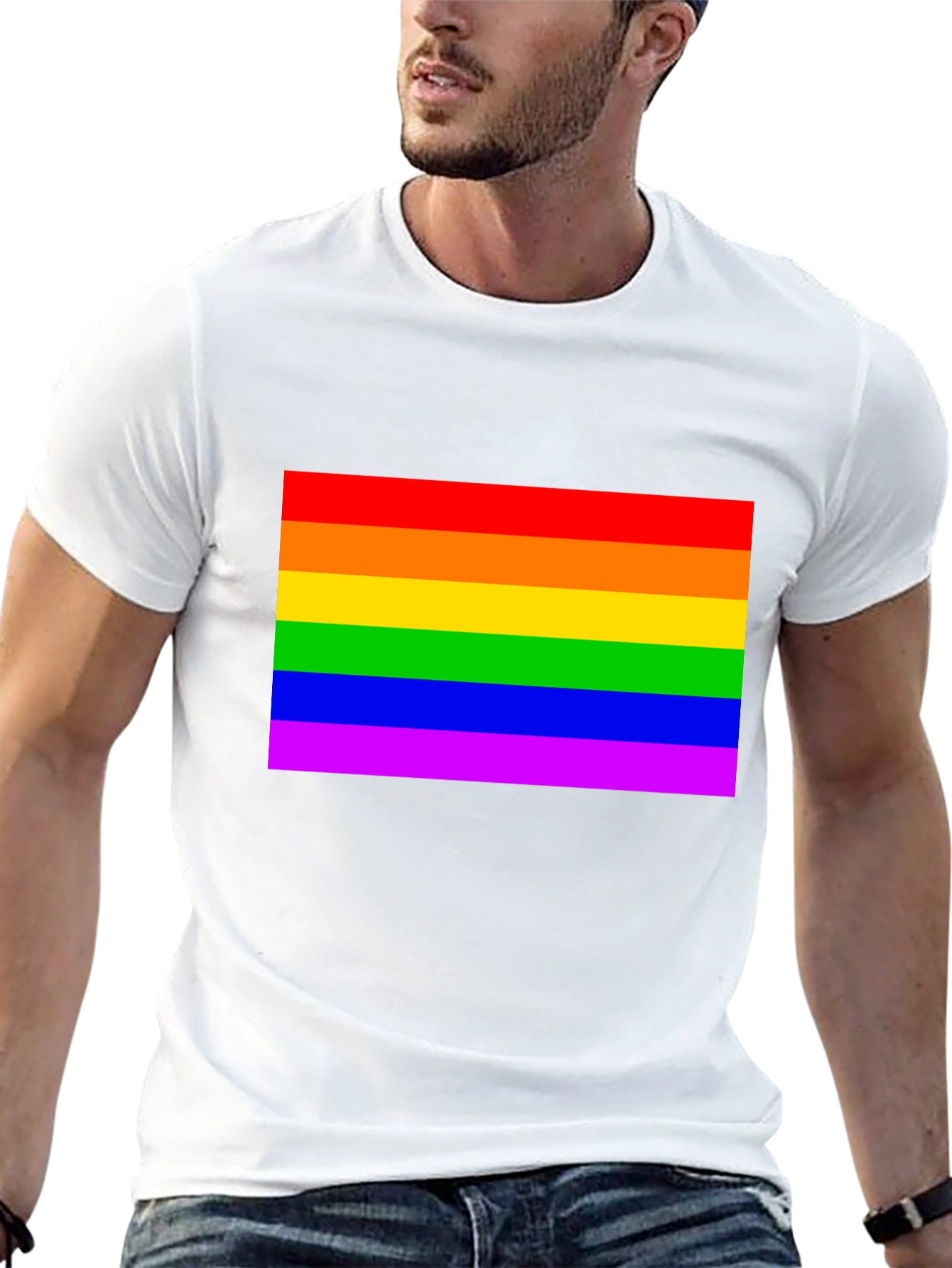 Pride Rainbow Flag Graphic Tee - Soft Cotton Unisex