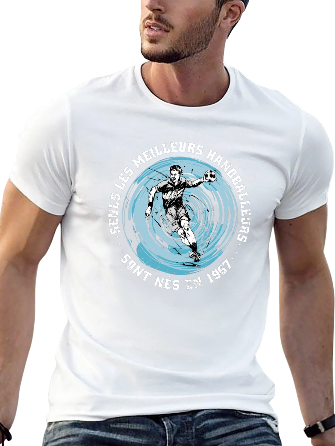 Handball Player Black Graphic Tee