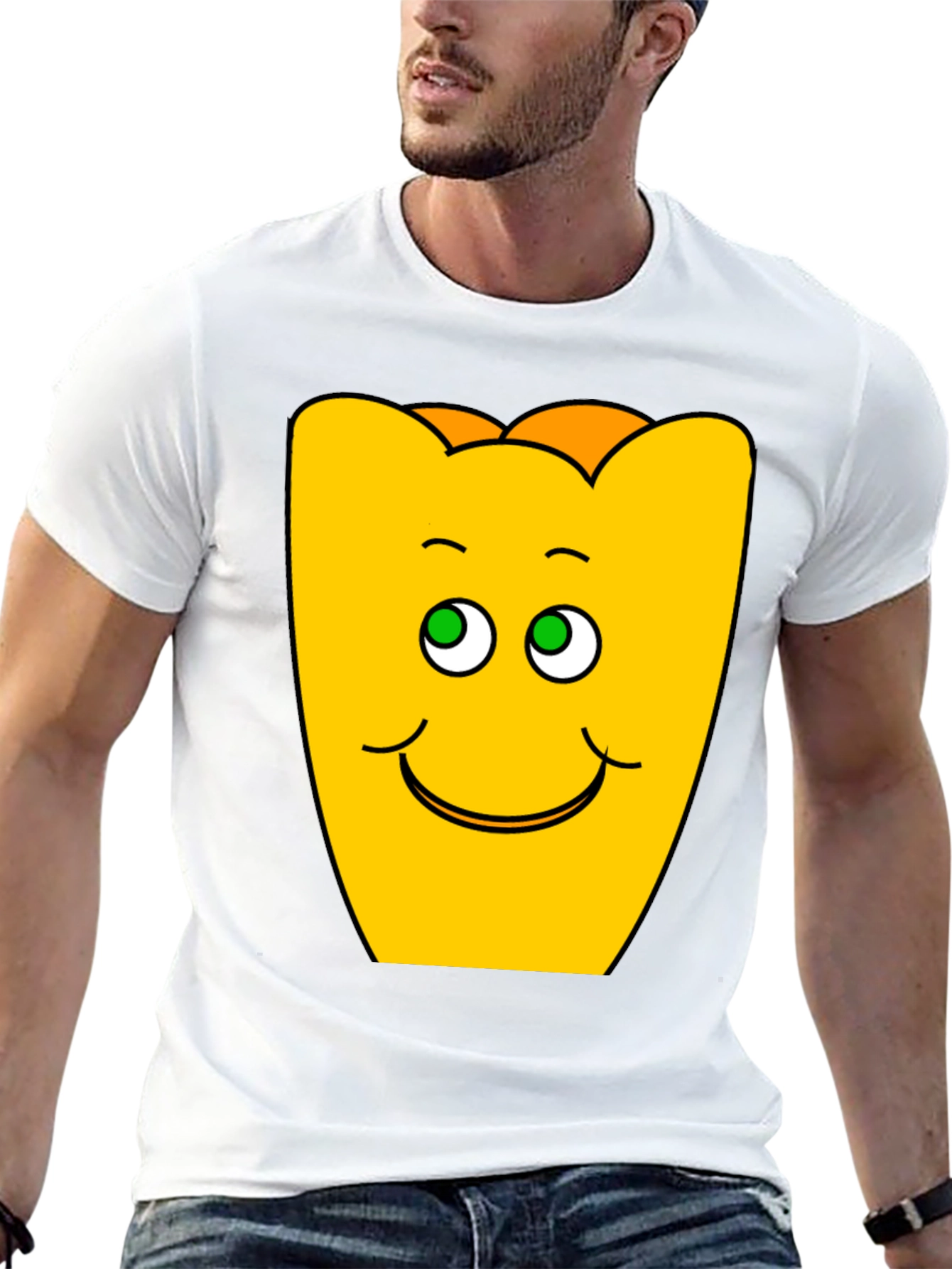 Funny Smiling Yellow Character Black T-Shirt