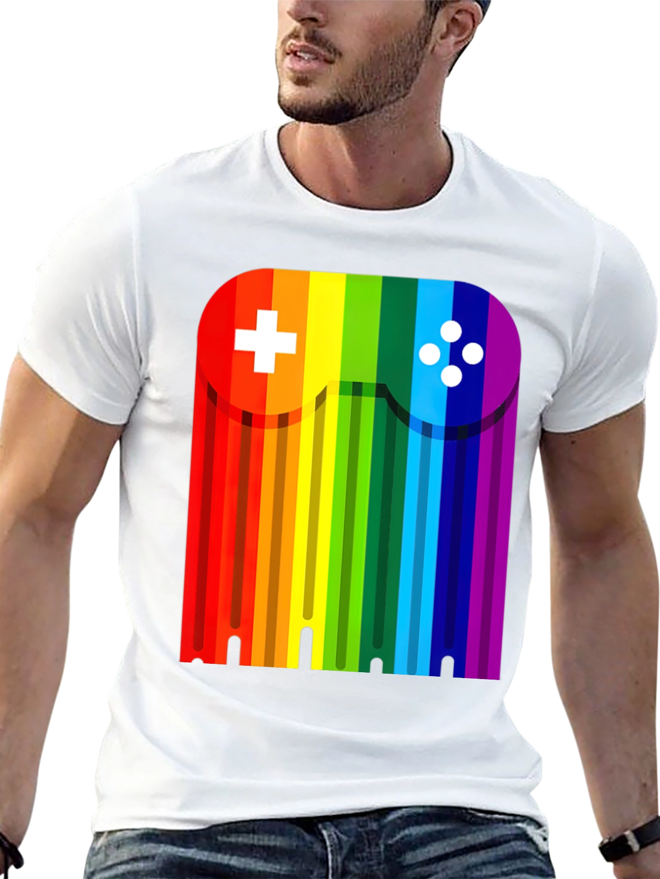Rainbow Gaming Controller Graphic Tee