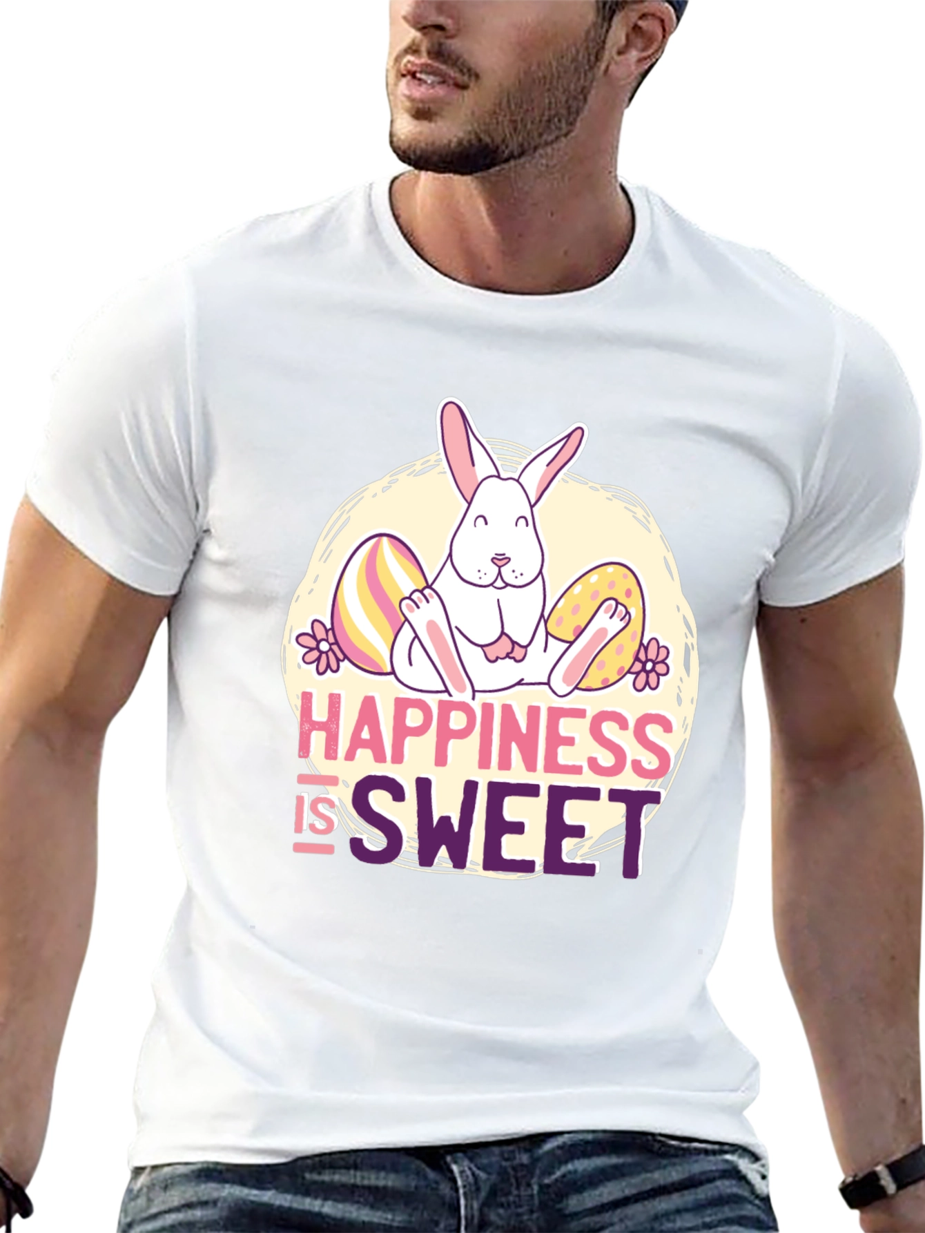 Happiness is Sweet Easter Bunny Graphic Tee