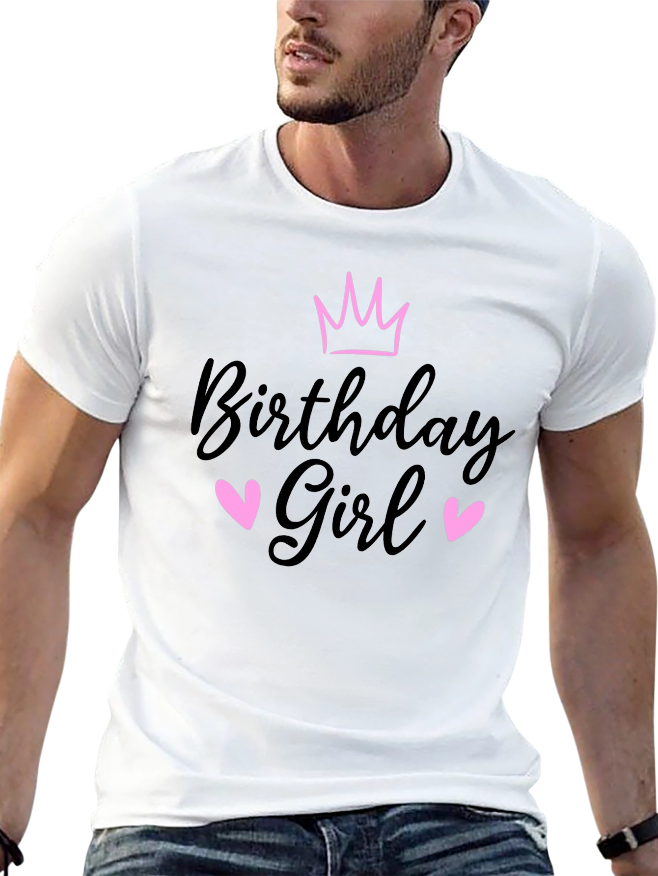 Birthday Girl T-Shirt Crown & Hearts Design