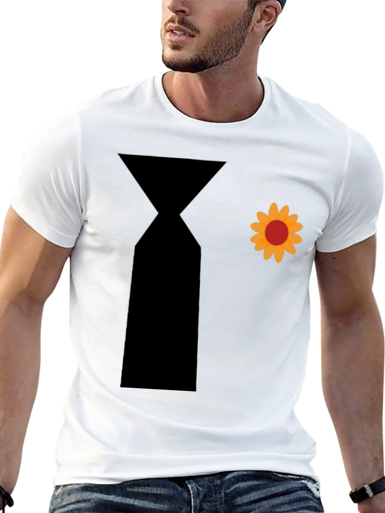 Novelty Flower Power Tie Graphic T-Shirt