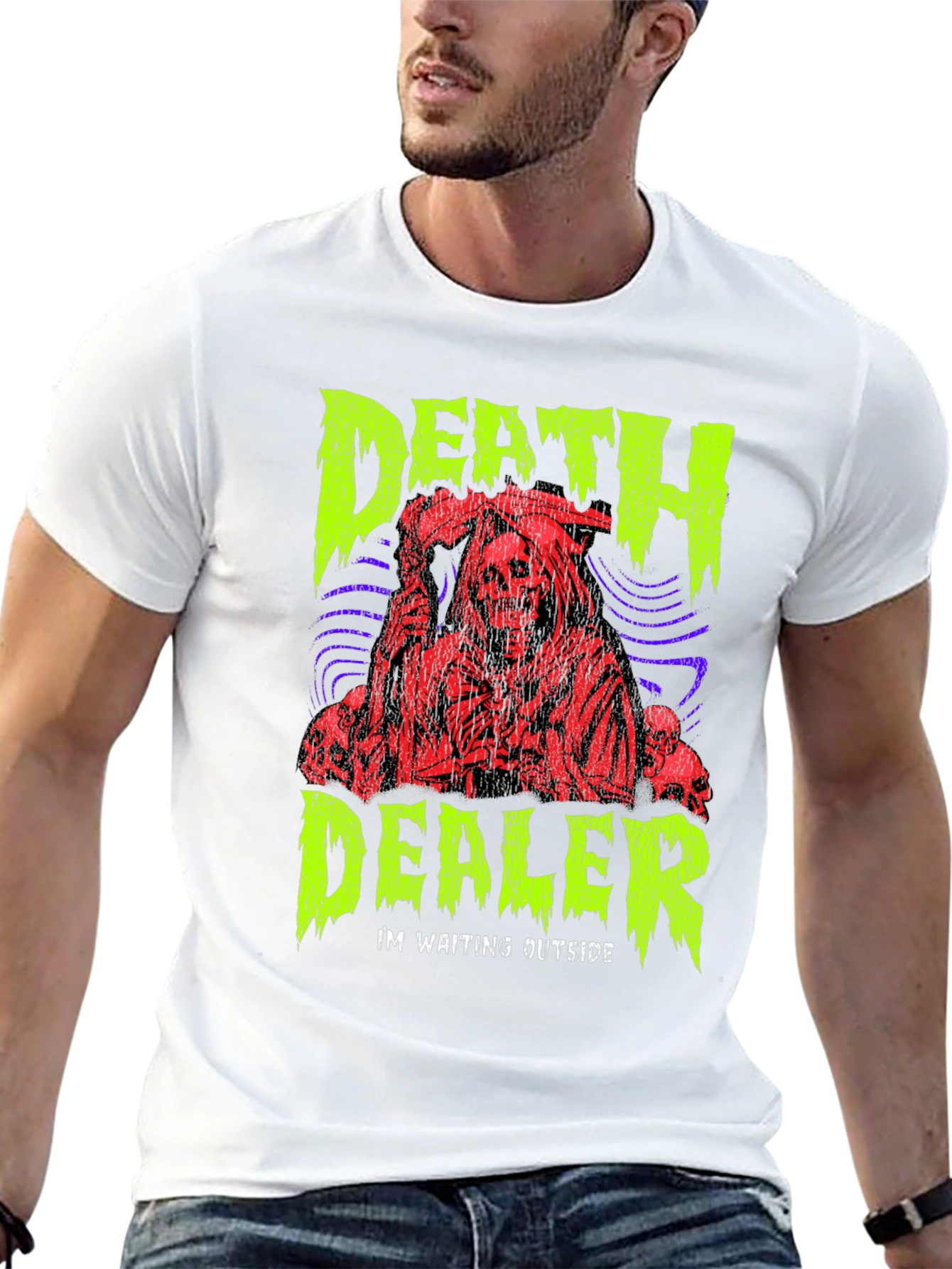 Death Dealer Graphic Print Tee - Grim Reaper Style