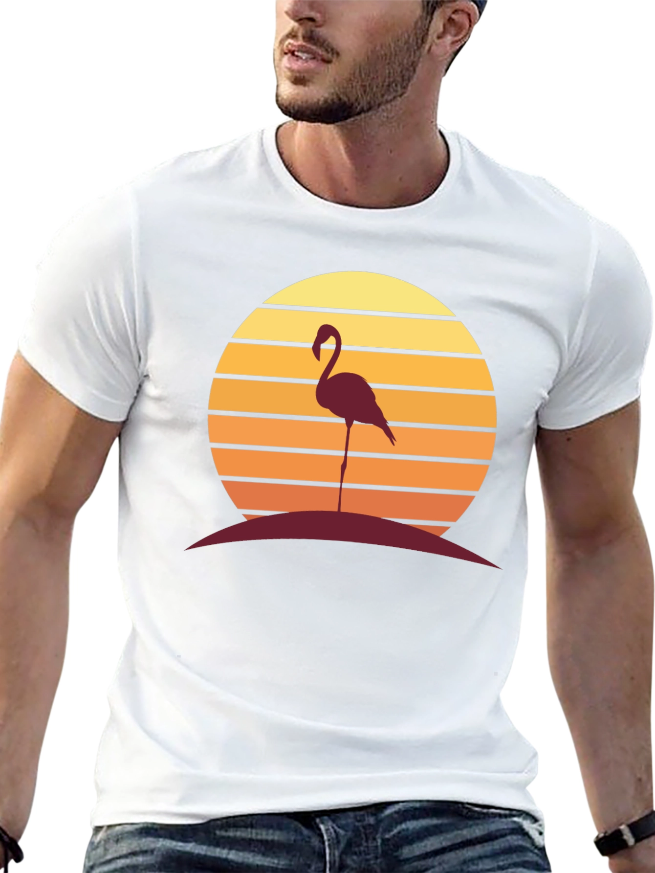 Sunset Flamingo Graphic Tee - Casual Style