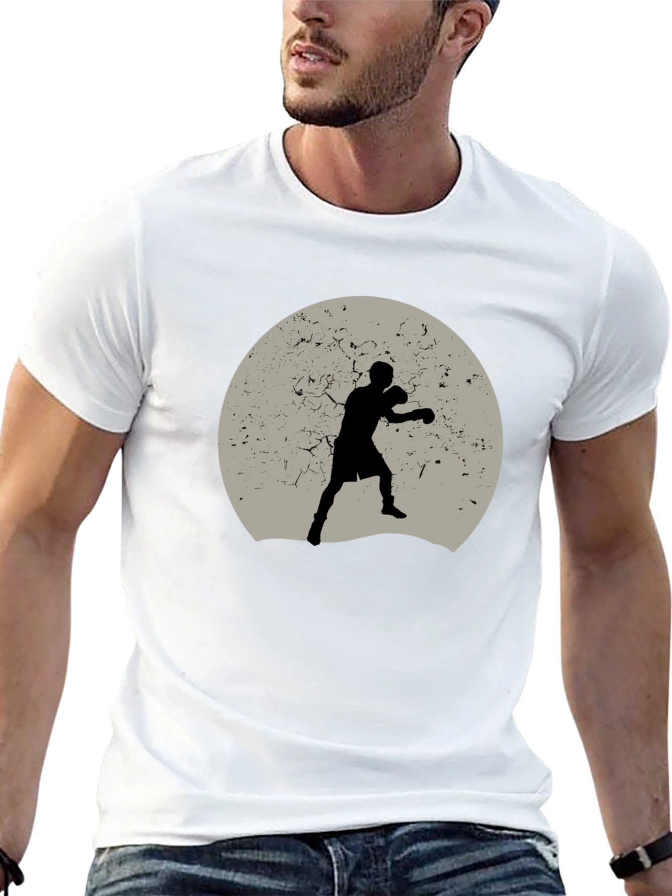 Boxer Silhouette Graphic Tee - Black Cotton