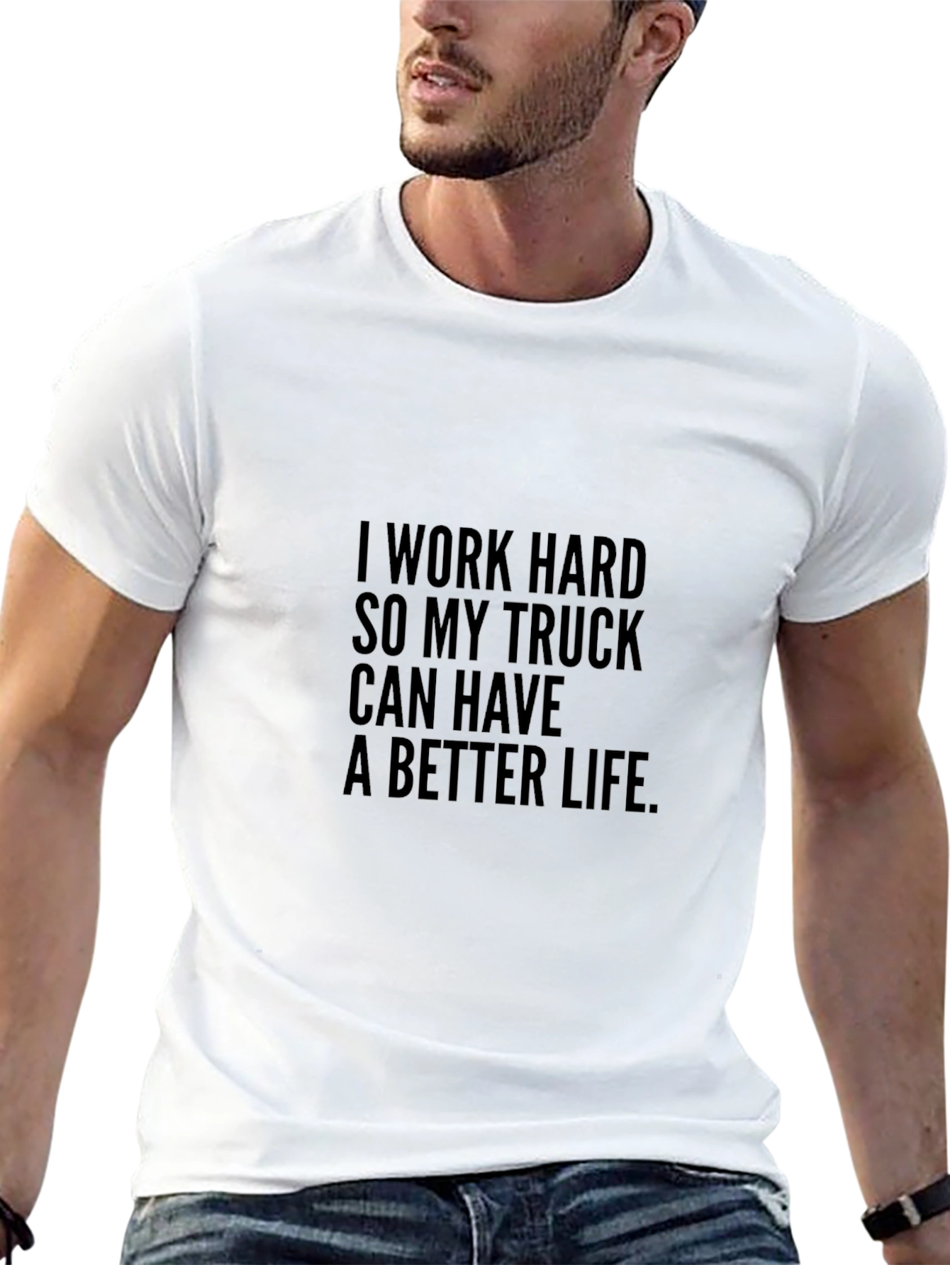 I Work Hard Trucker Tee