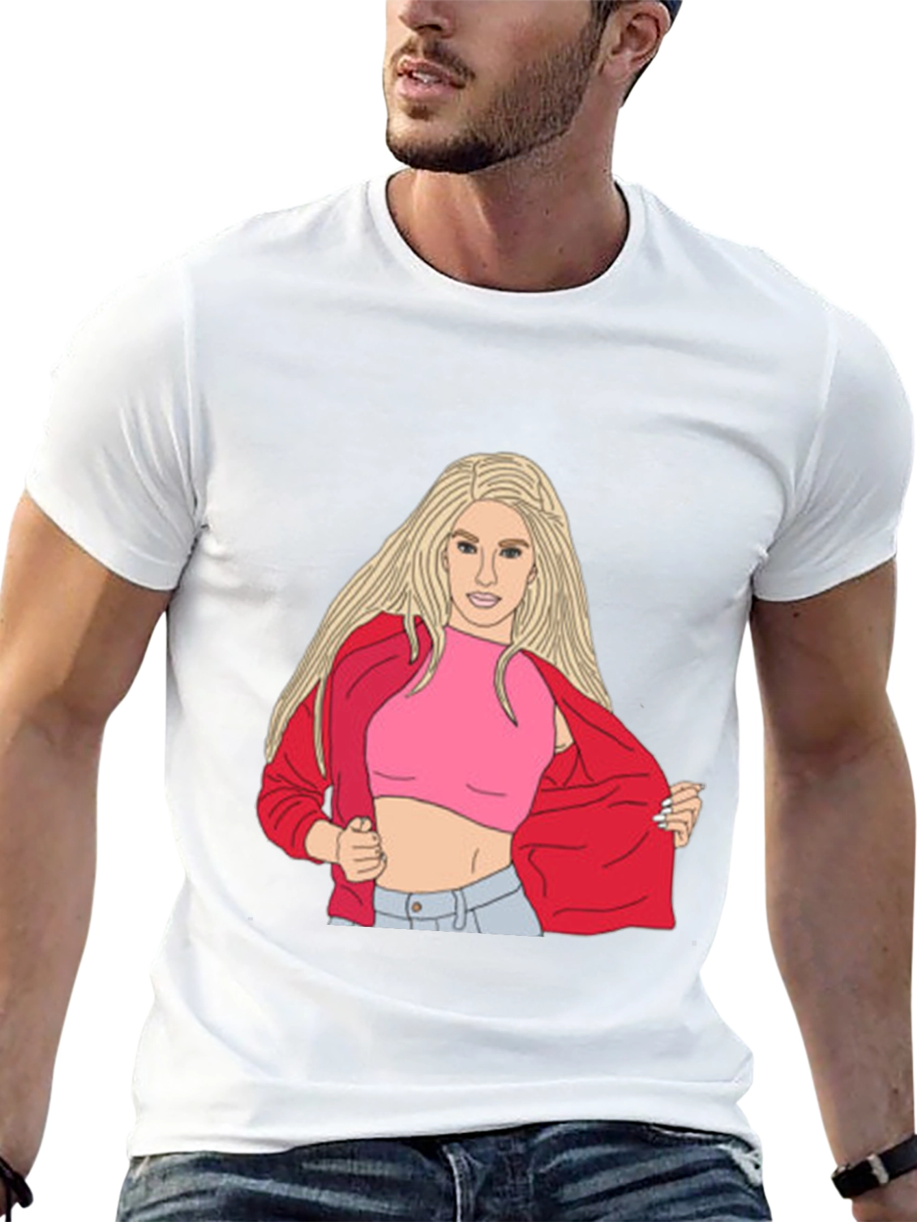 Illustrated Woman Graphic Black T-Shirt