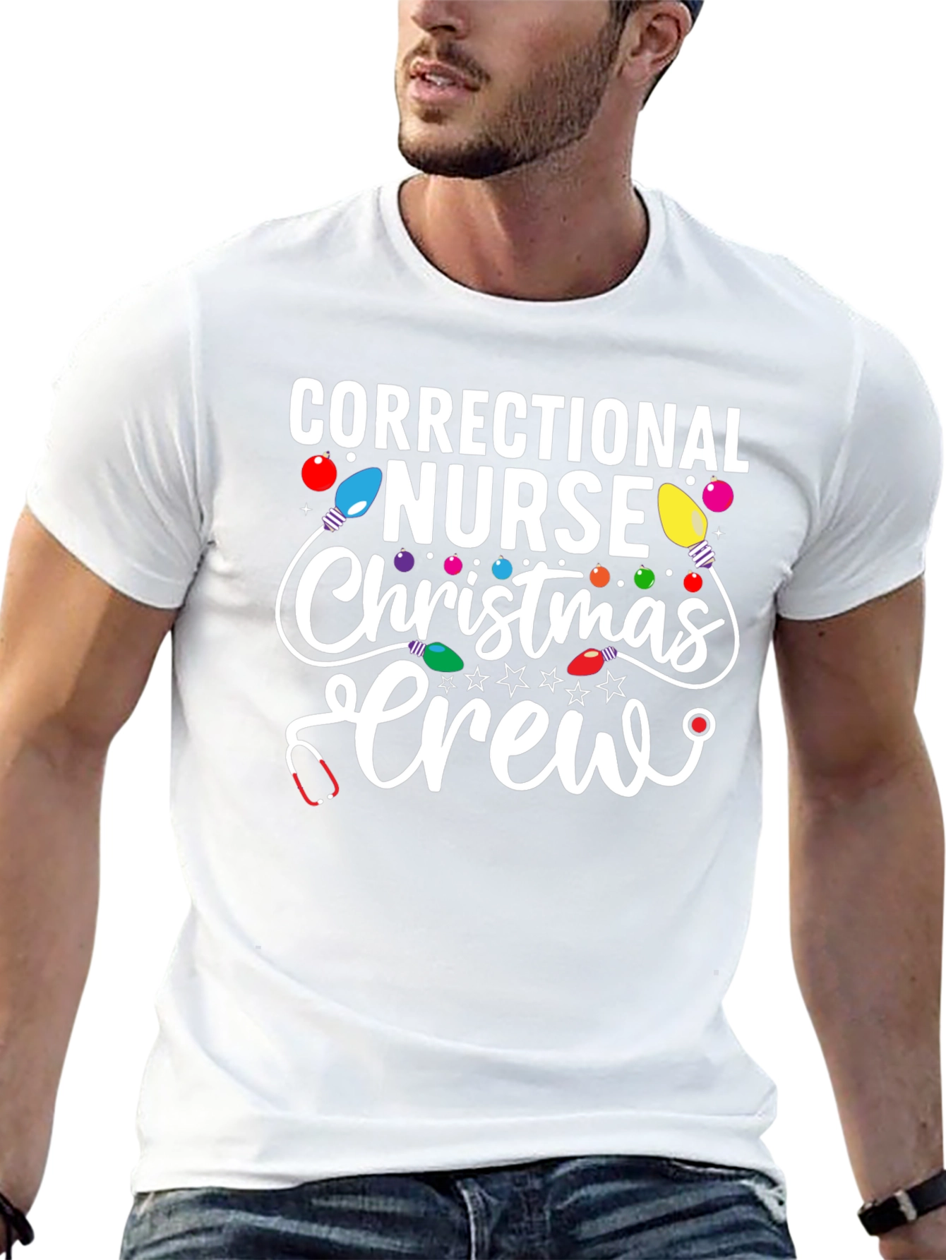 Correctional Nurse Christmas Crew T-Shirt