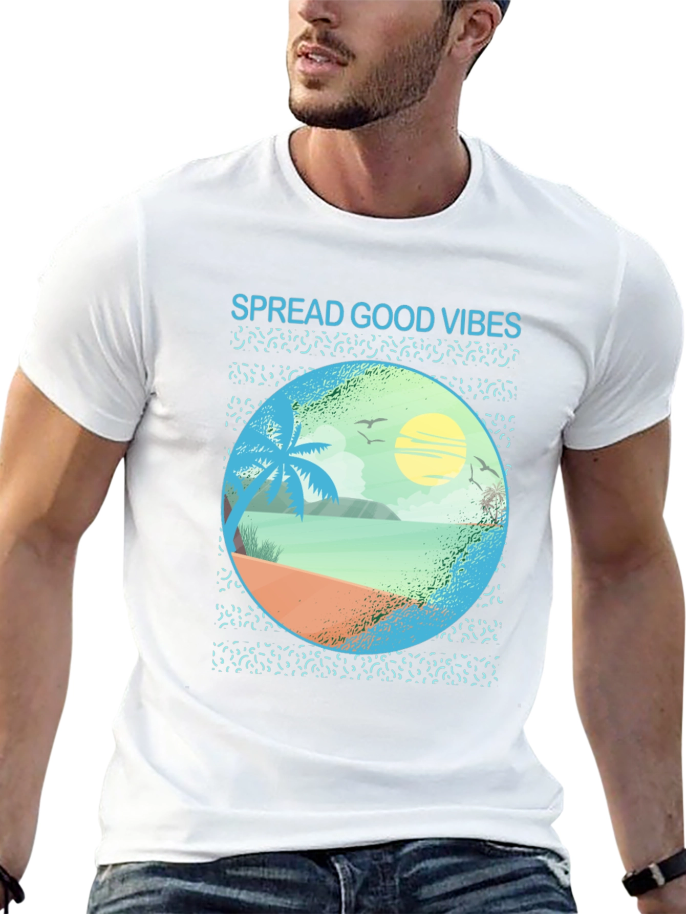 Spread Good Vibes Beach Graphic Tee - Black