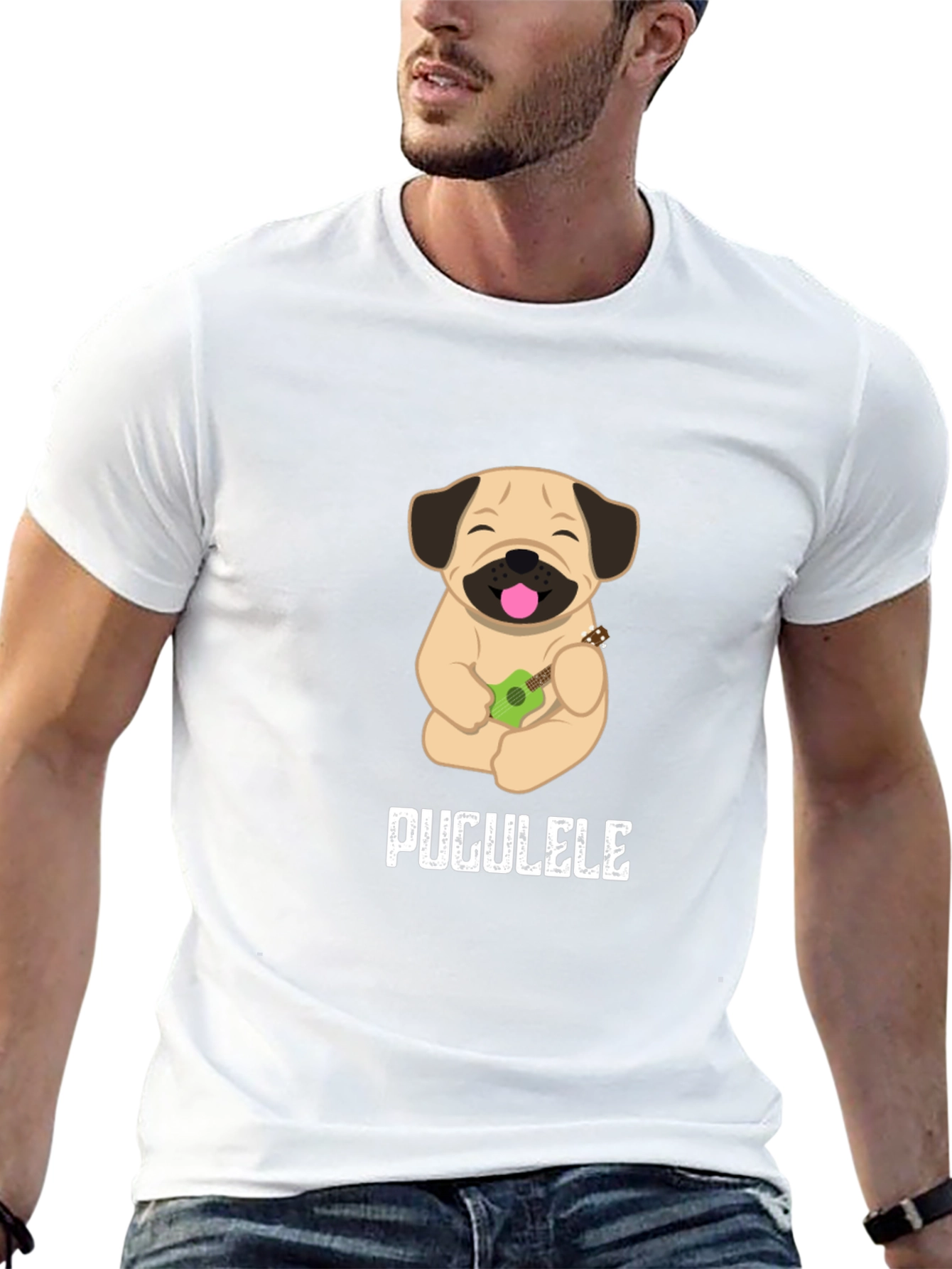 Pugulele T-Shirt: Cute Dog with Ukulele