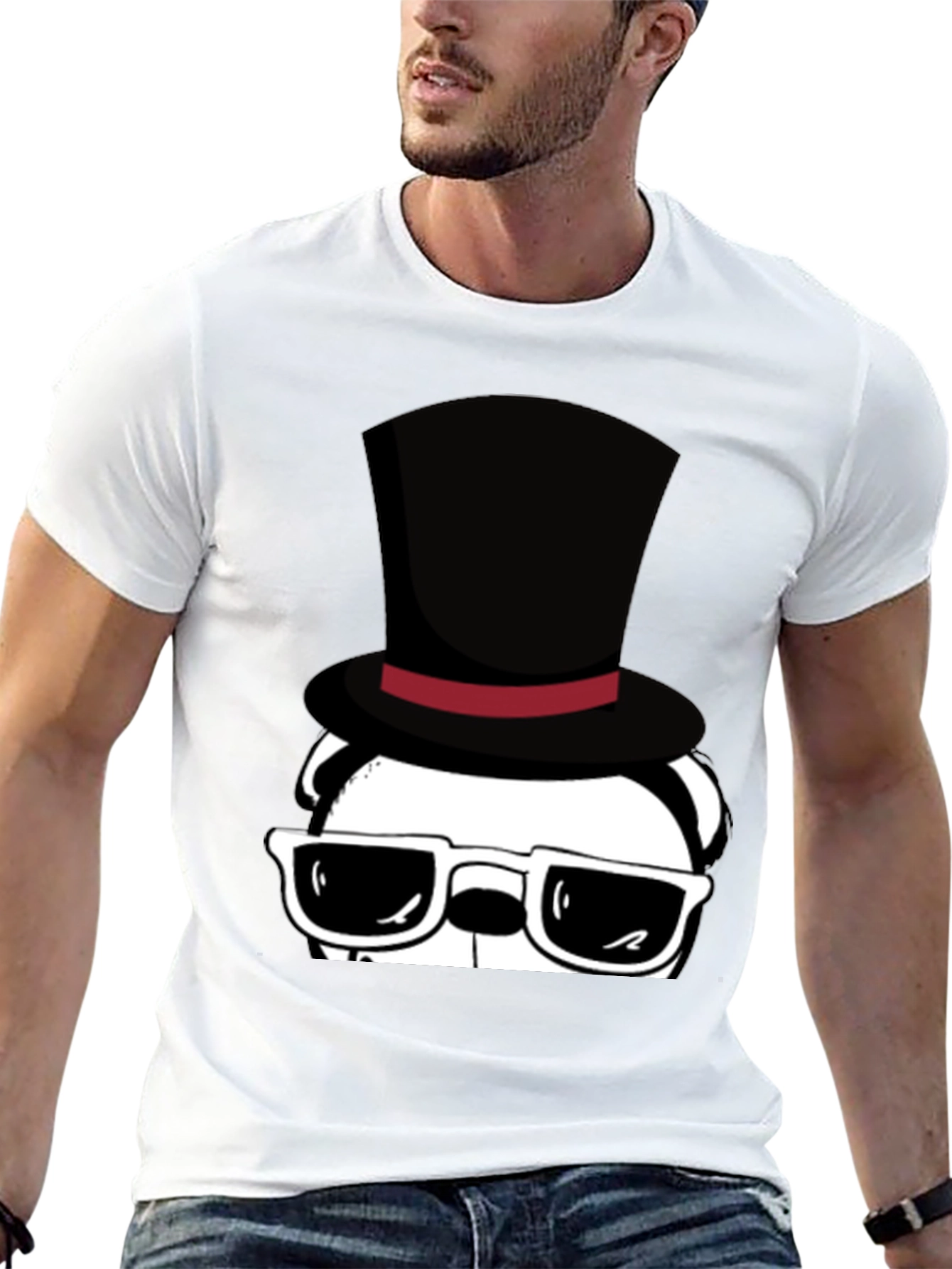 Cool Panda in Top Hat Graphic Tee - Black