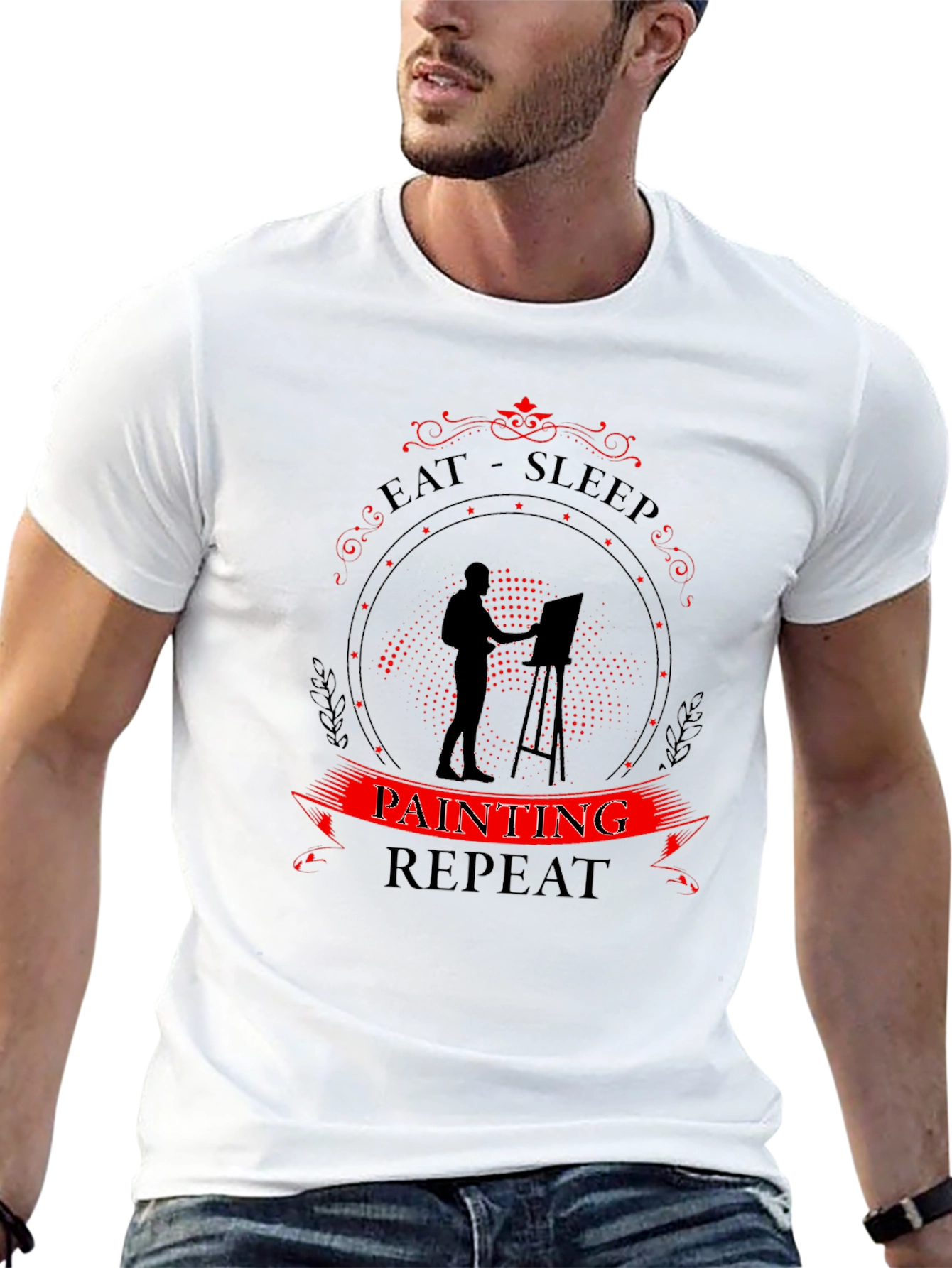 Eat Sleep Painting Repeat Black Graphic Tee