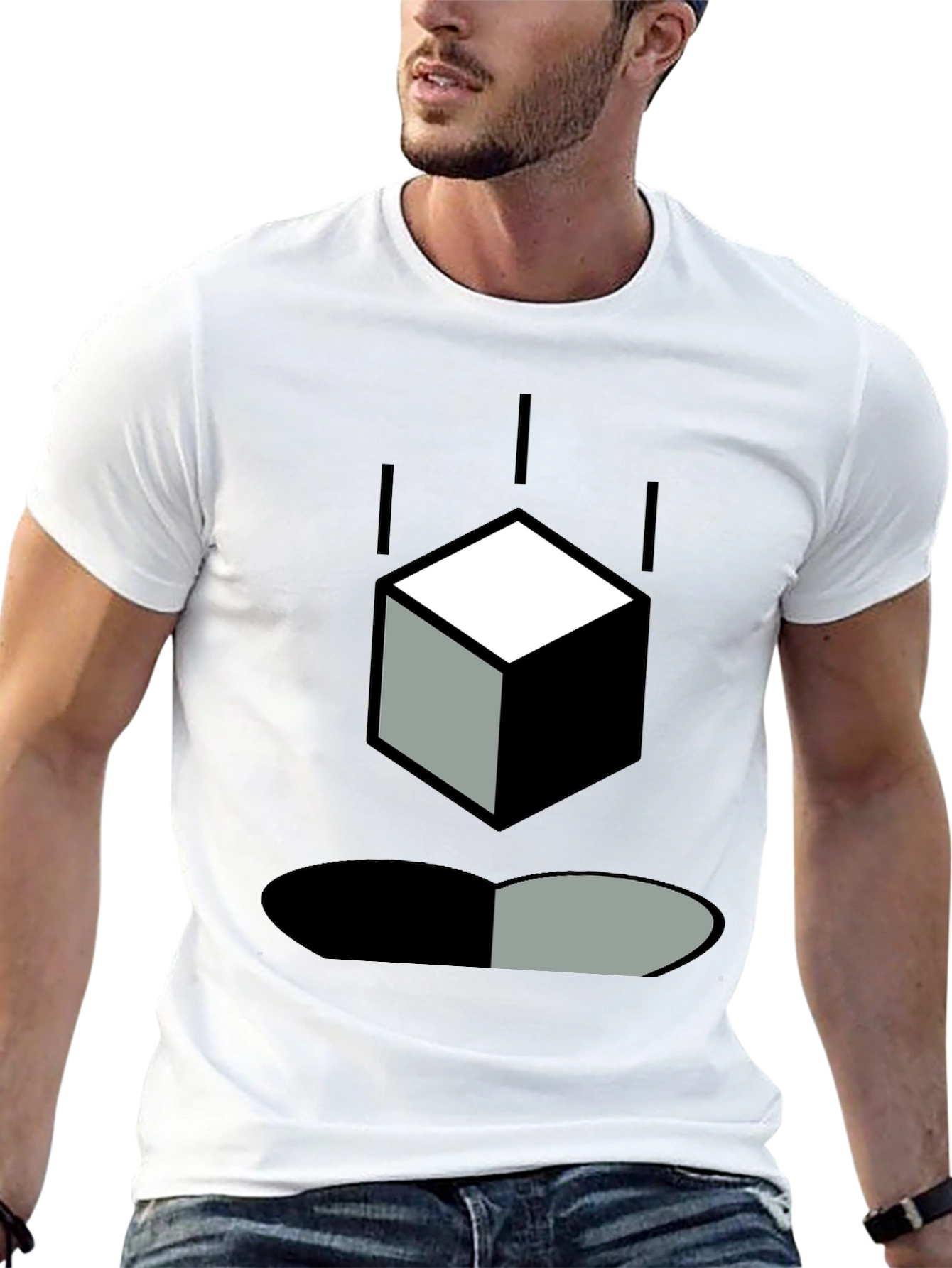 Abstract Cube & Shadow Black T-Shirt