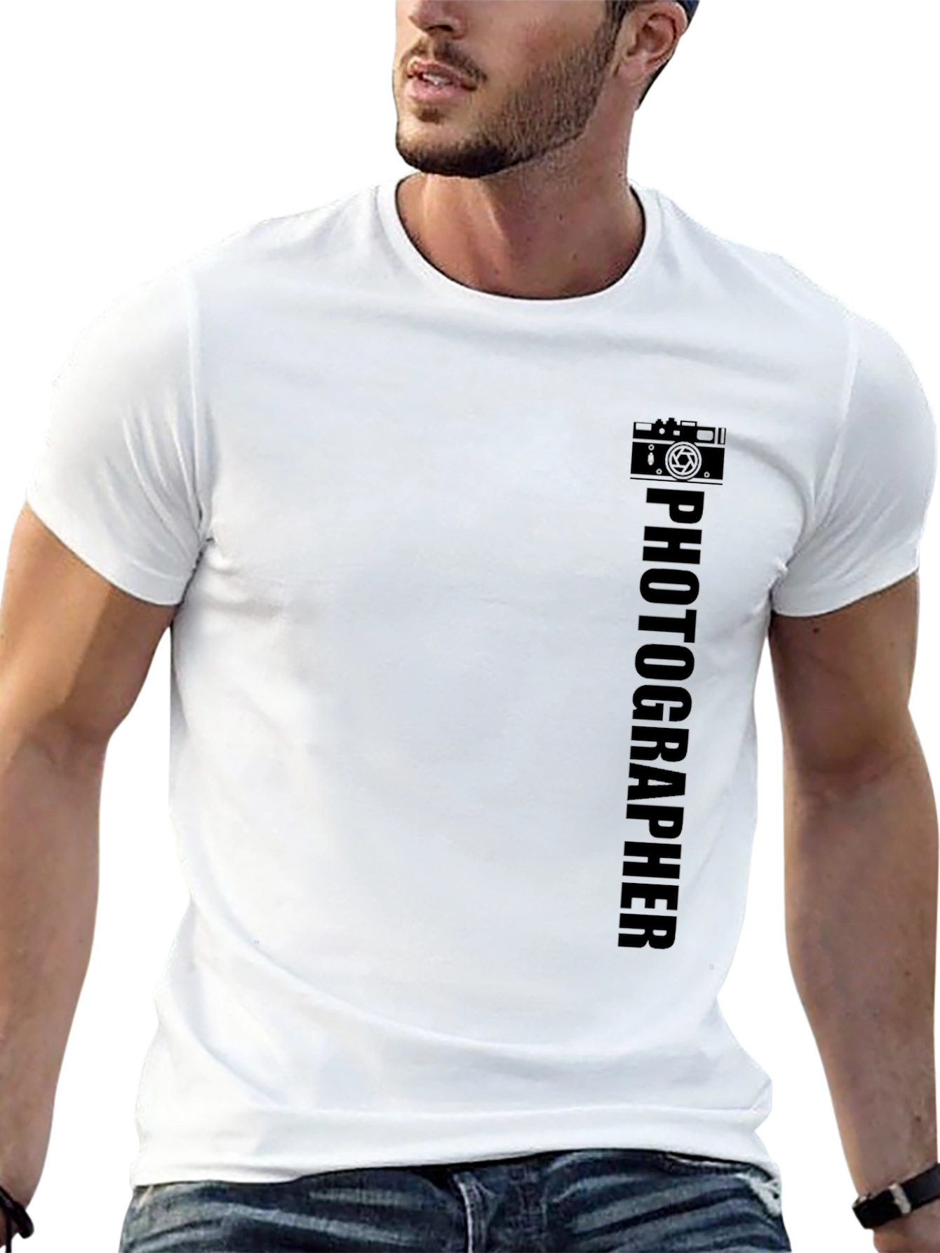 Photographer Graphic T-Shirt - Black Crew Neck Tee