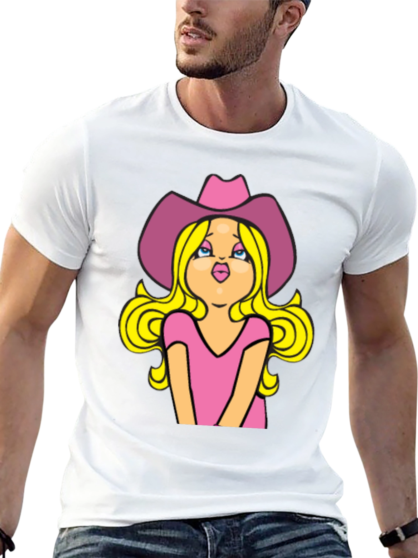 Cowgirl Cartoon Graphic Tee - Black Unisex T-Shirt
