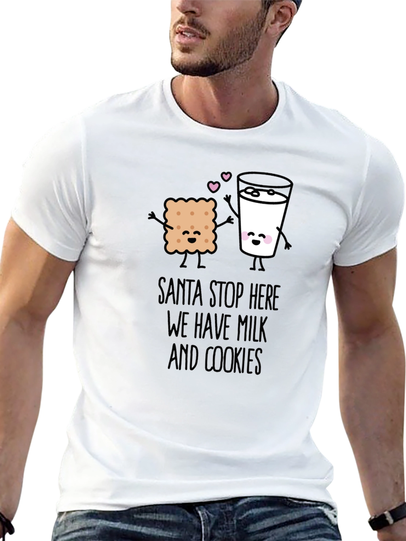 Santa Stop Here Milk & Cookies Graphic Tee