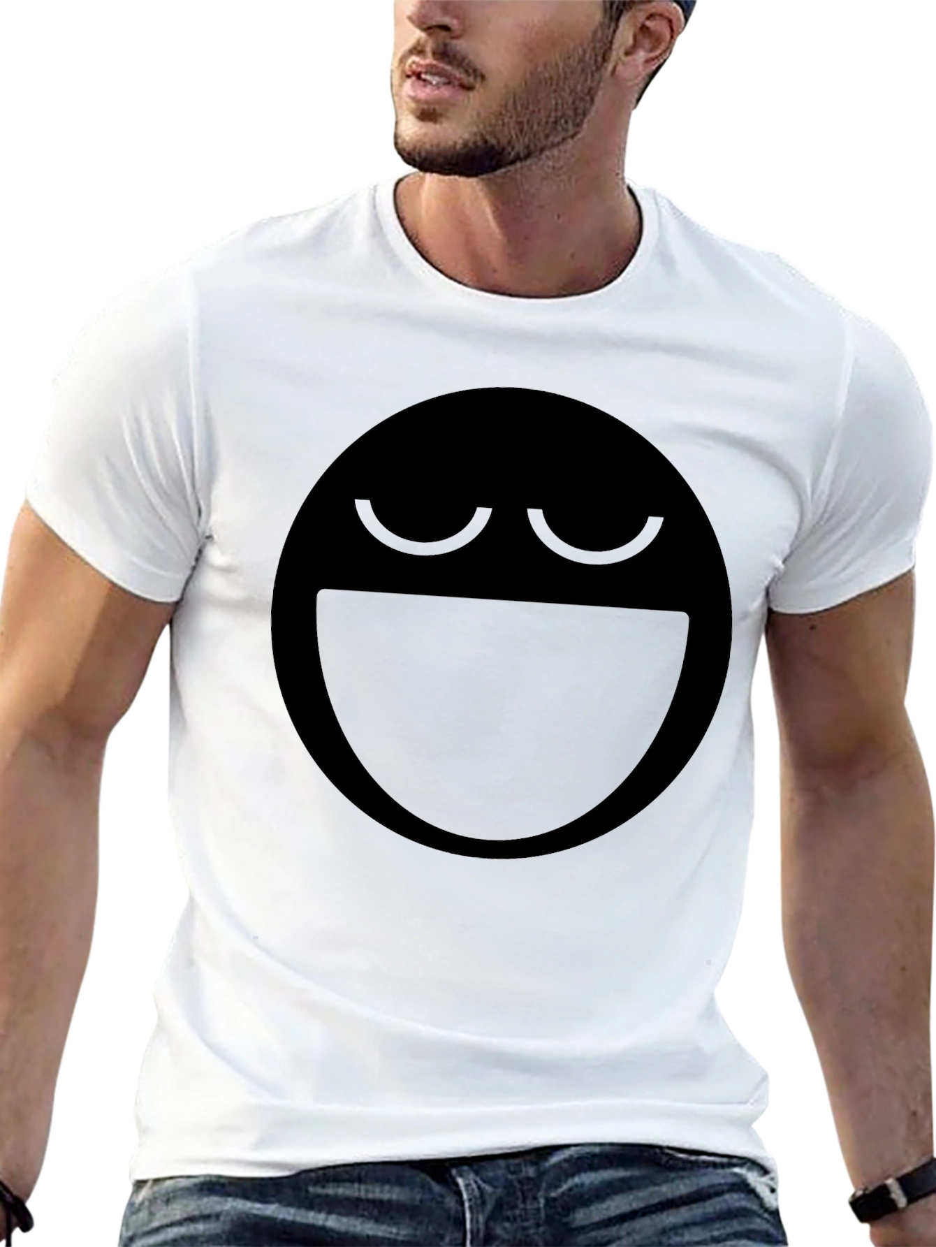 Laughing Face Graphic Tee - Black
