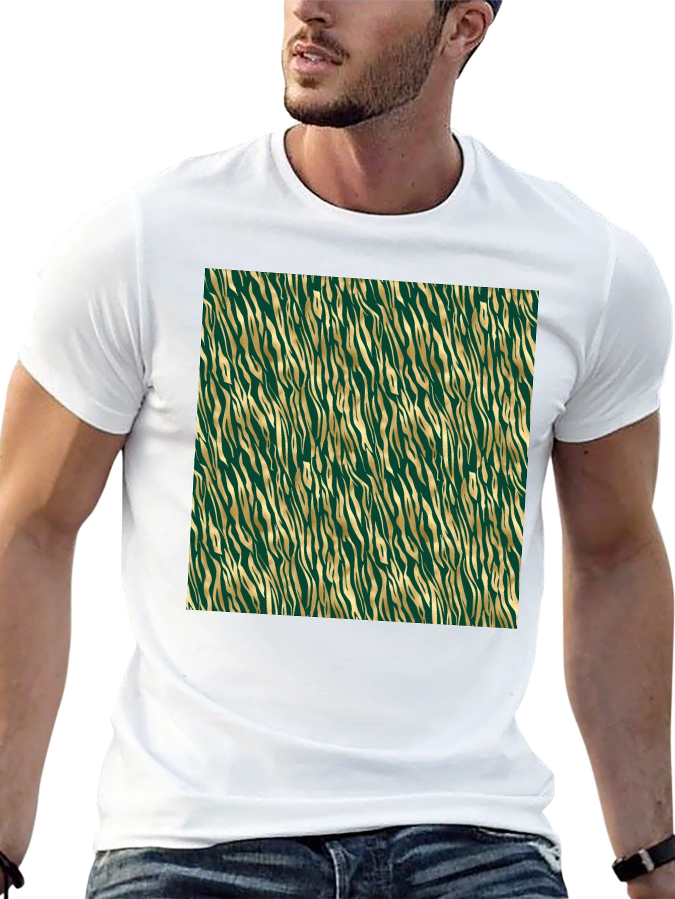 Green & Gold Zebra Print T-Shirt