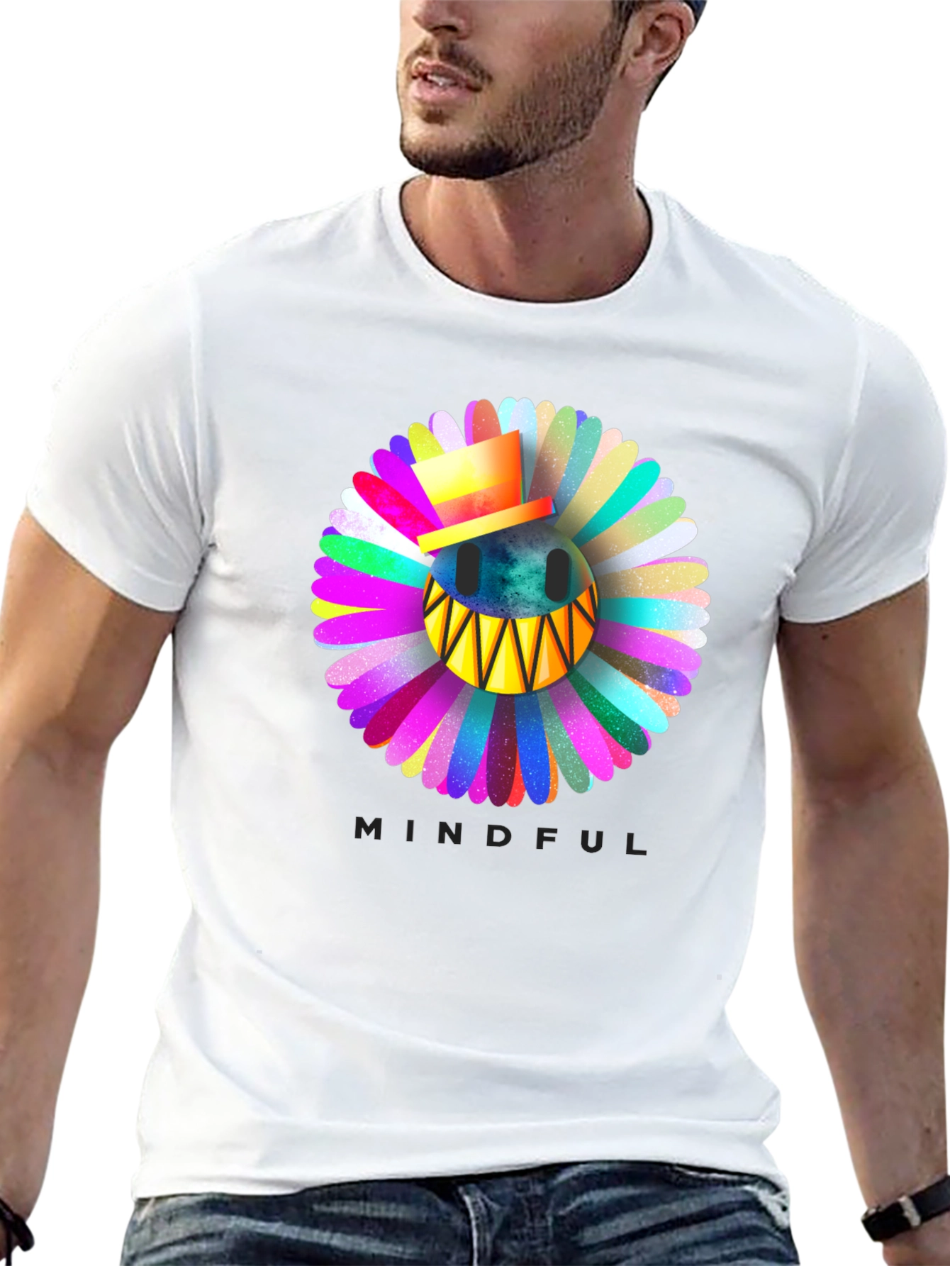 Mindful Smiley Face Flower T-Shirt