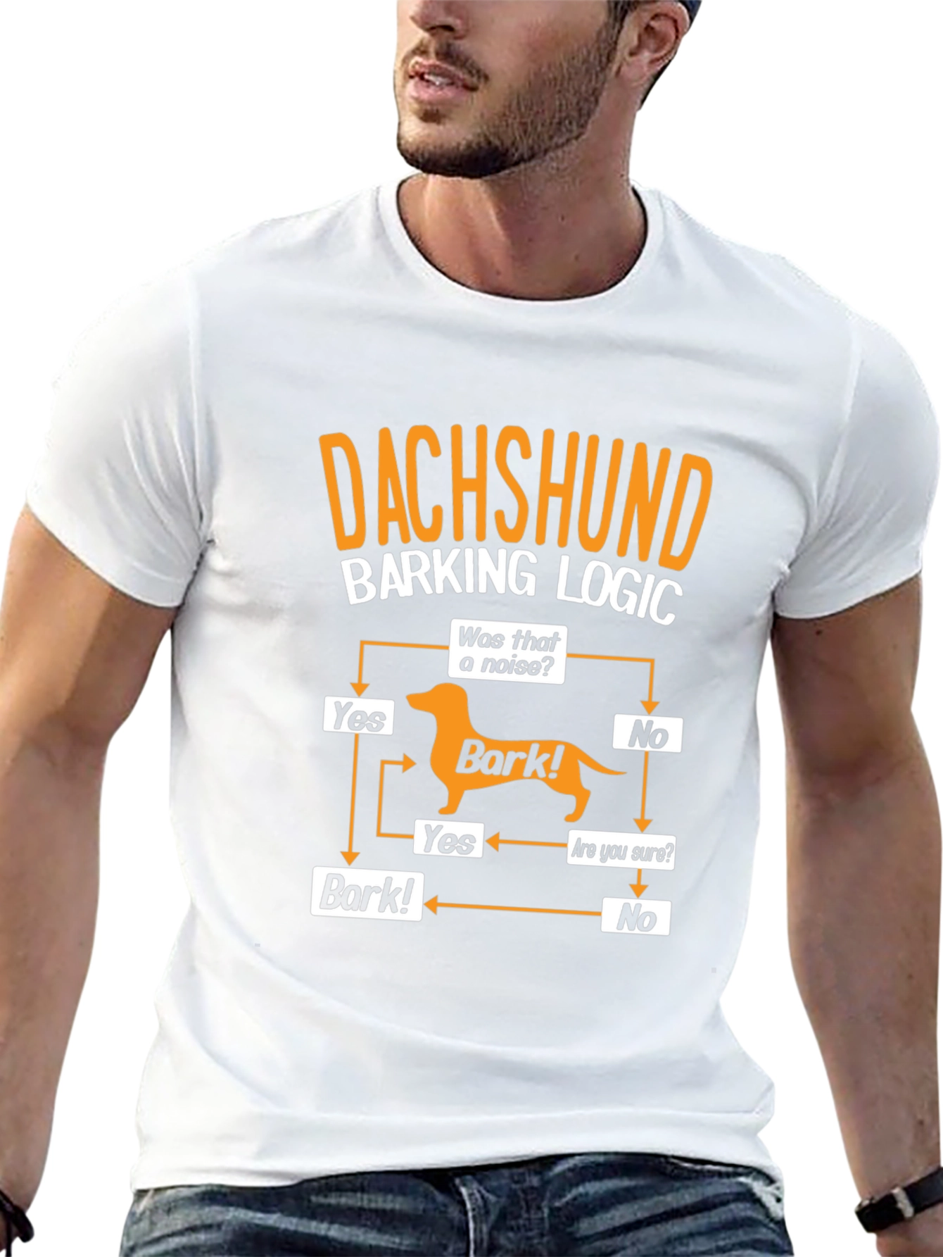 Dachshund Barking Logic Mens Graphic T-Shirt
