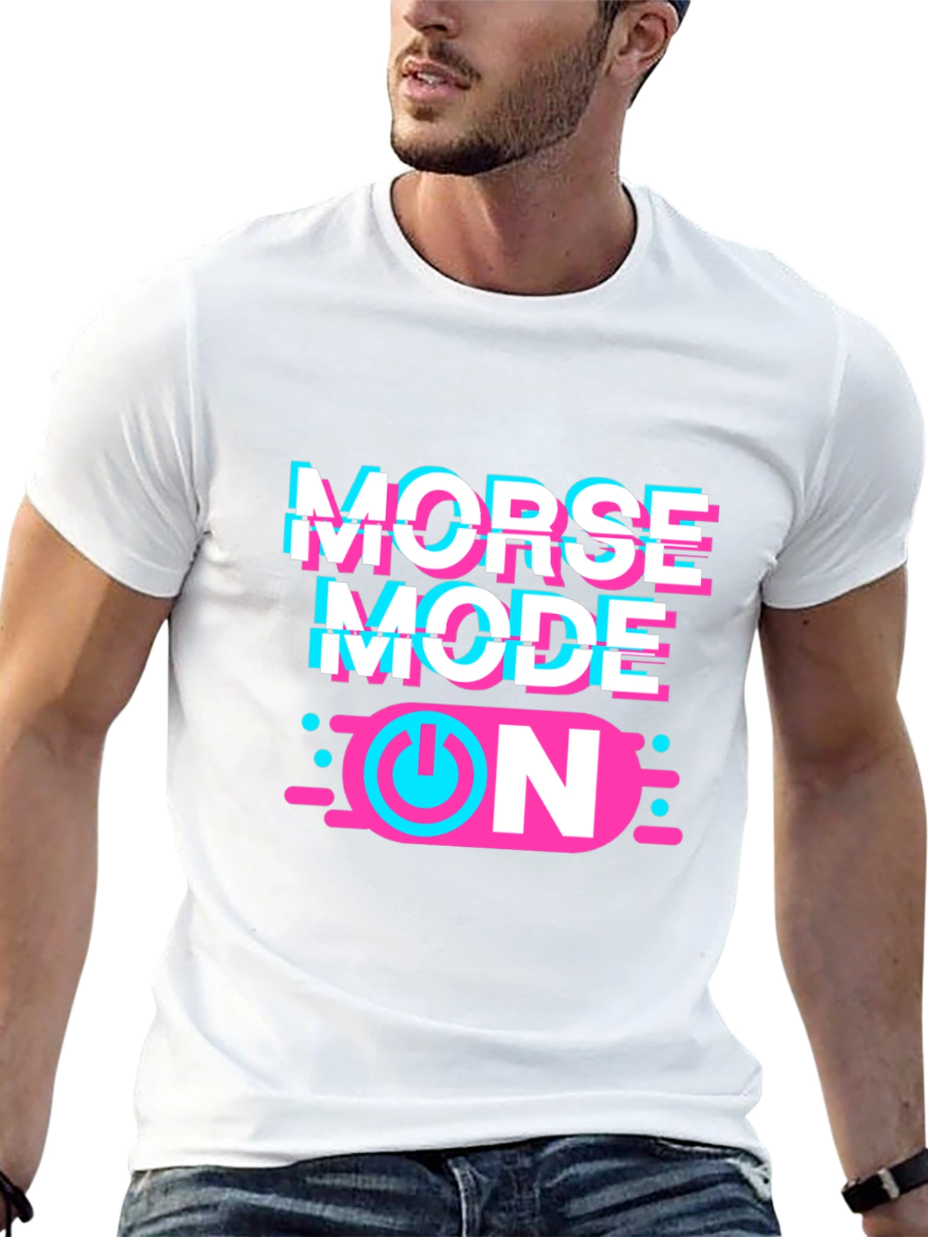 Morse Mode ON Graphic T-Shirt - Black