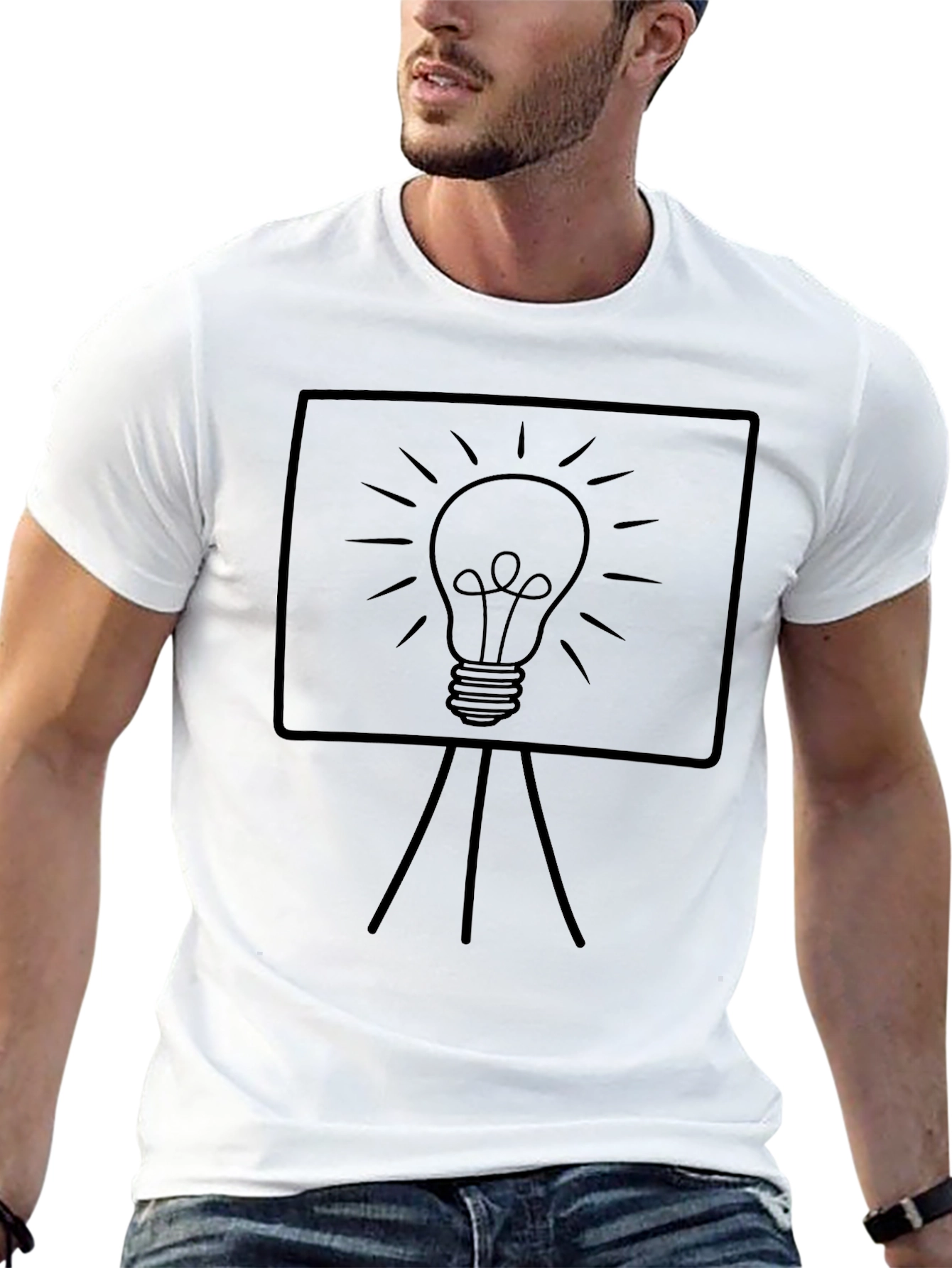 Idea Lightbulb Graphic Black T-Shirt