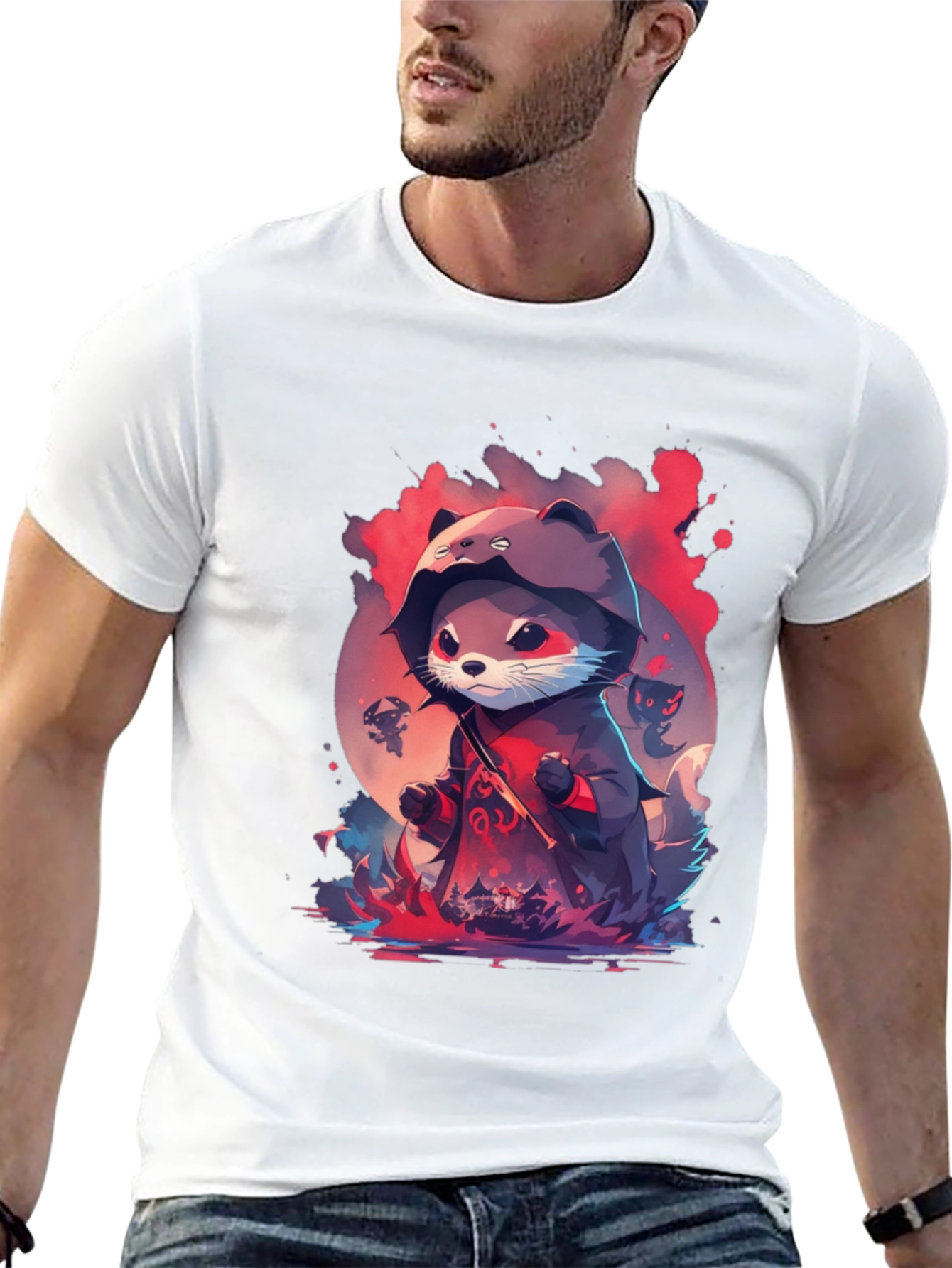 Ninja Otter Graphic Tee - Black Cotton Blend