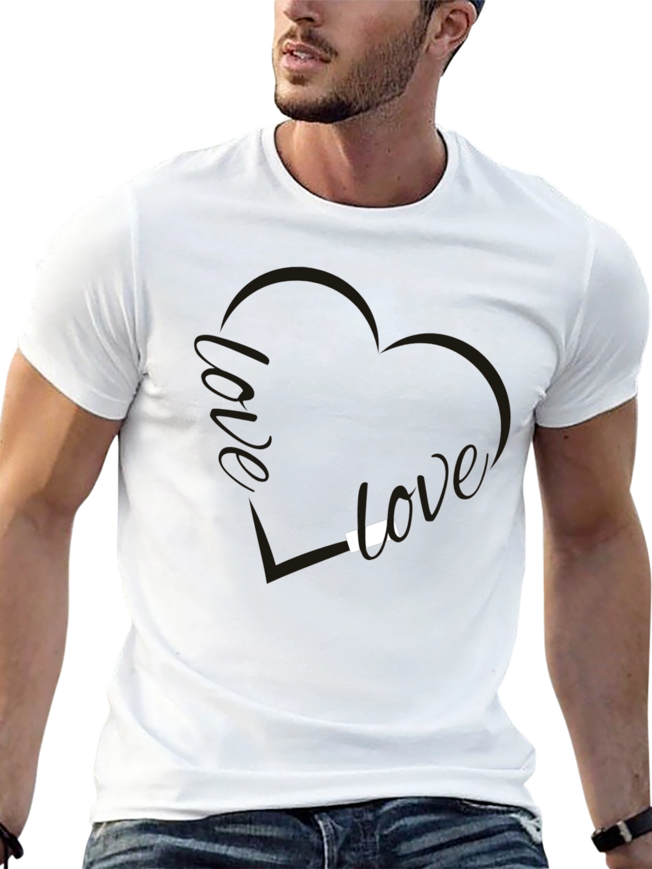 Love Heart Graphic Tee - Soft Cotton Blend Shirt