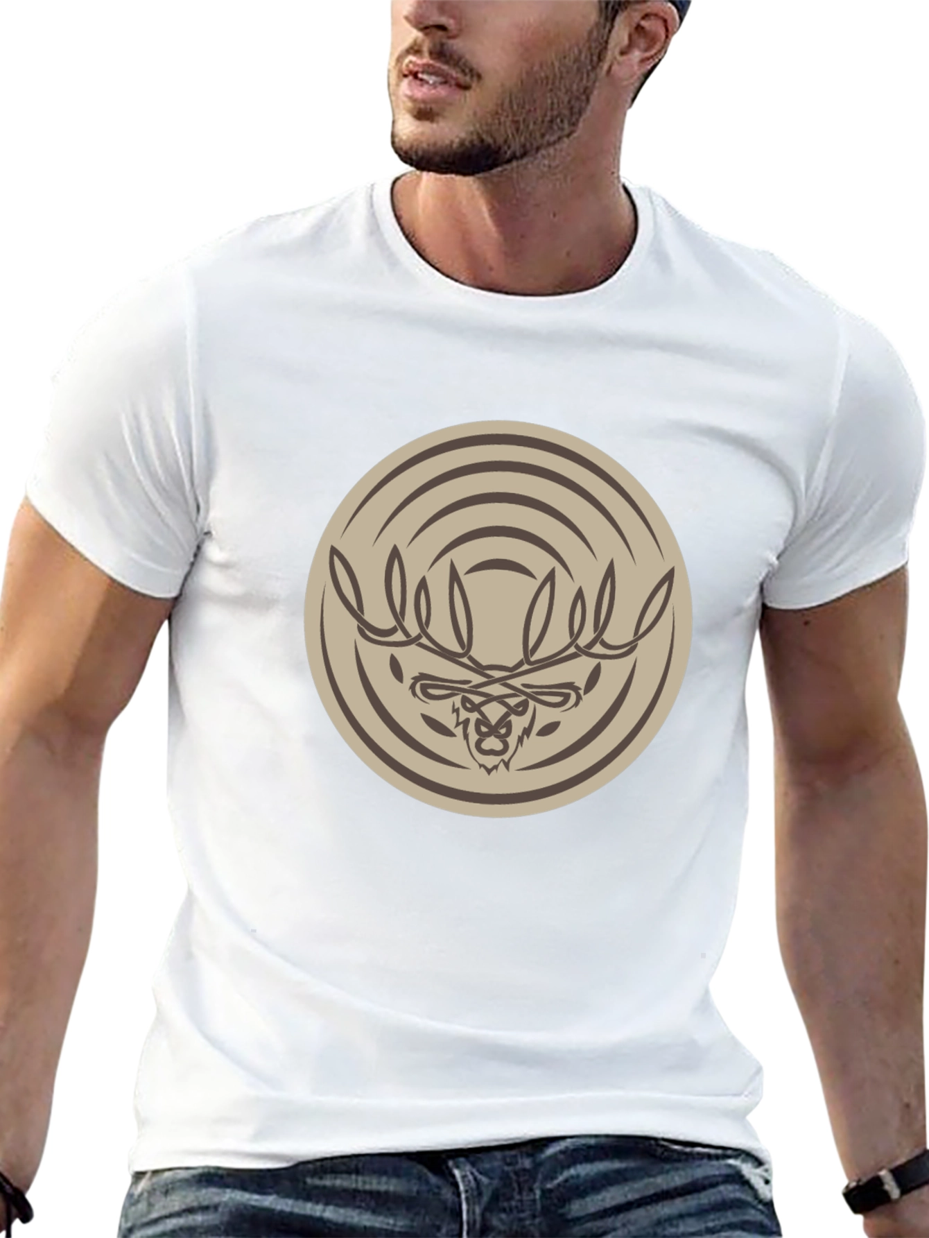 Tribal Moose Graphic Tee - Stylish Mens Black T-Shirt