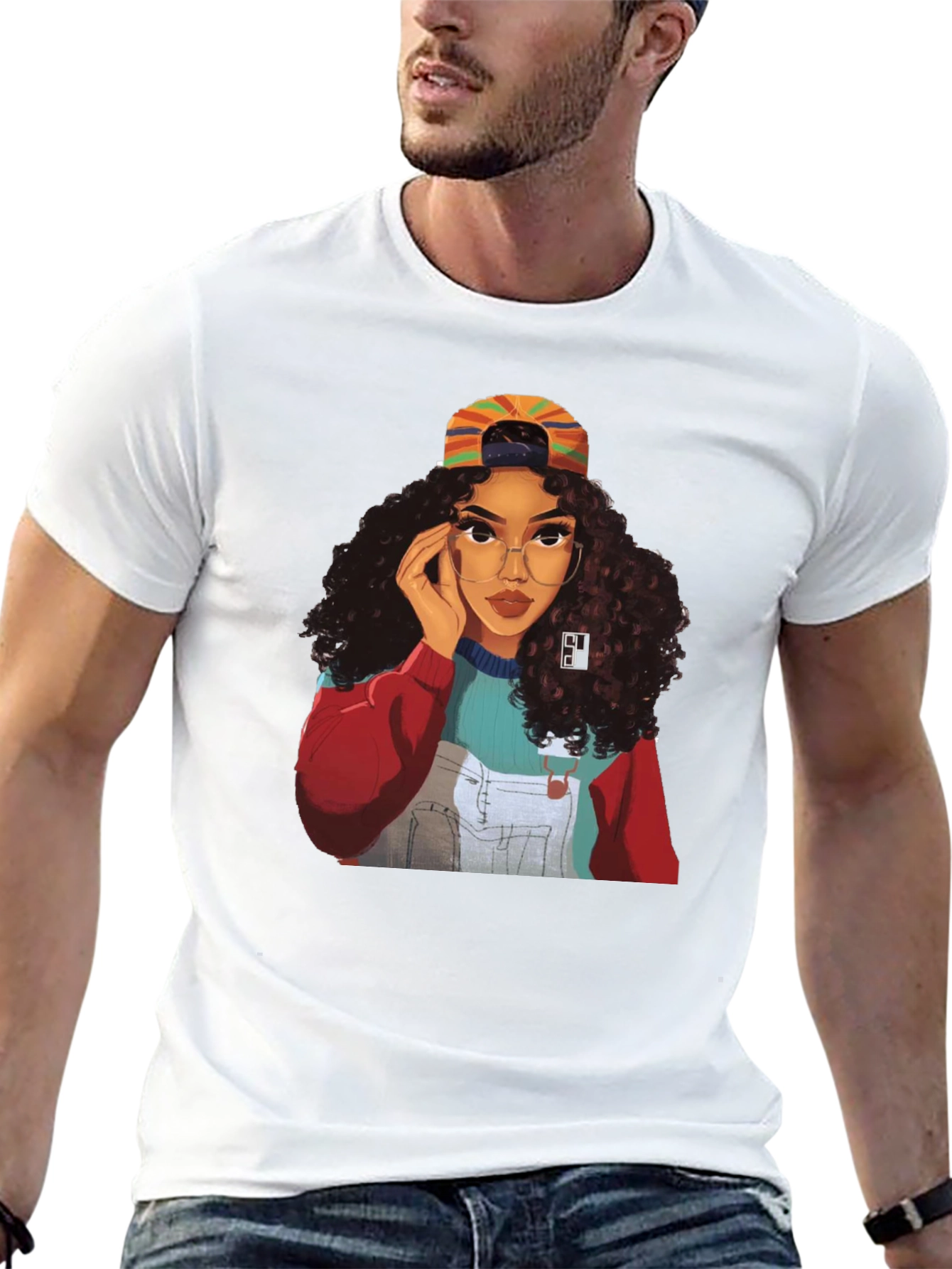 Stylish Black T-Shirt with Retro Girl Graphic