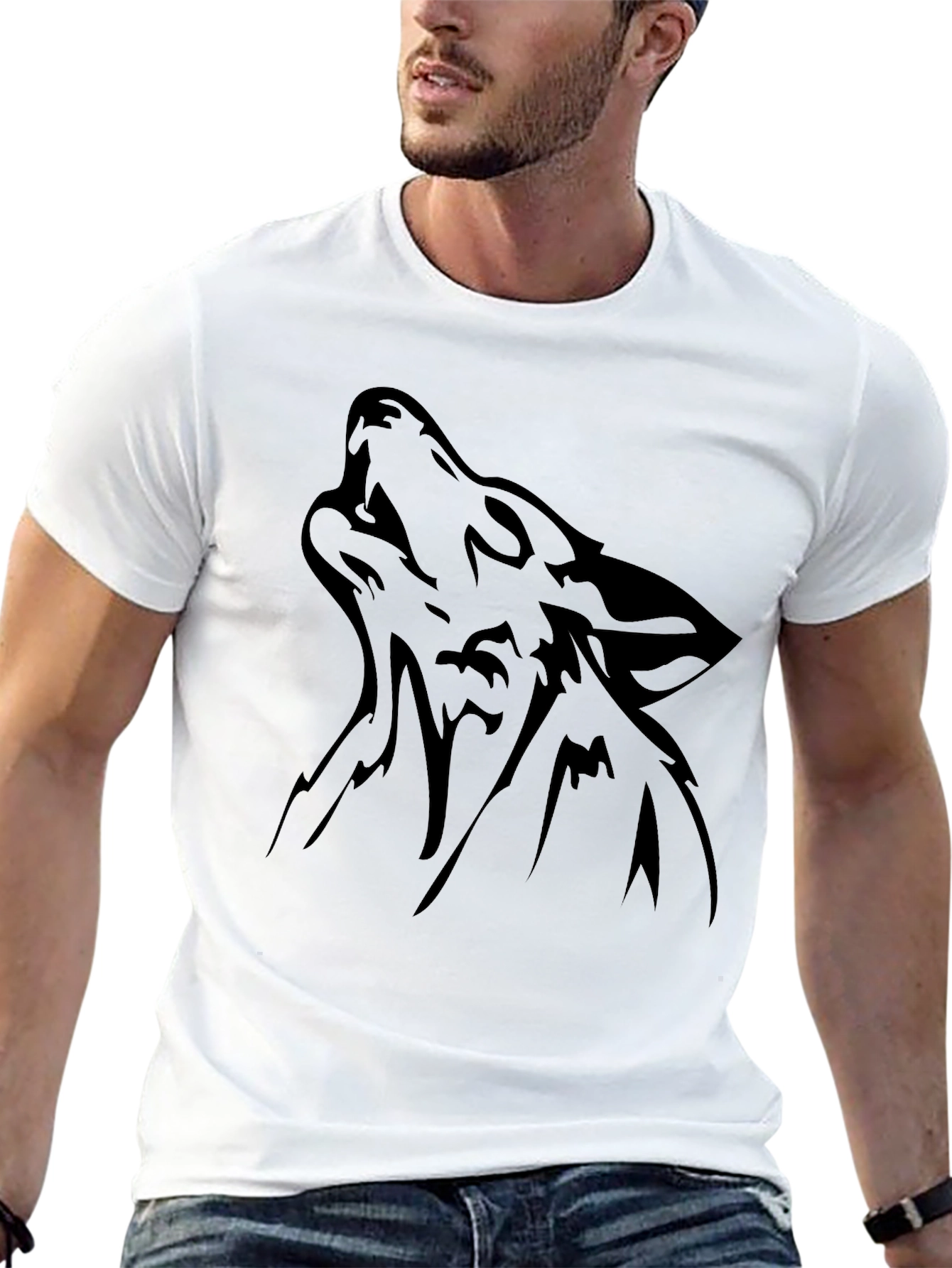 Black Wolf Howling Graphic Tee