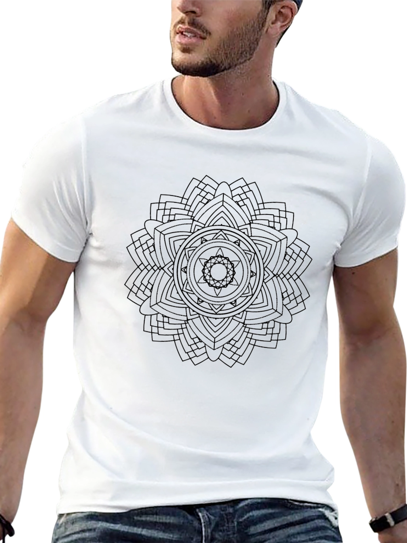 Mandala Graphic T-Shirt - Black Cotton Blend