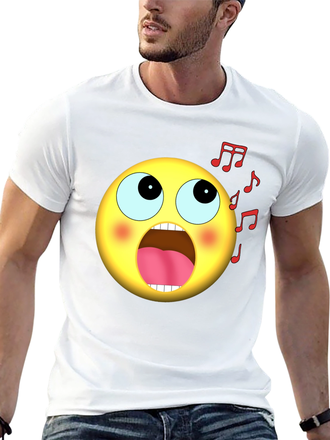 Singing Emoji Graphic Black T-Shirt