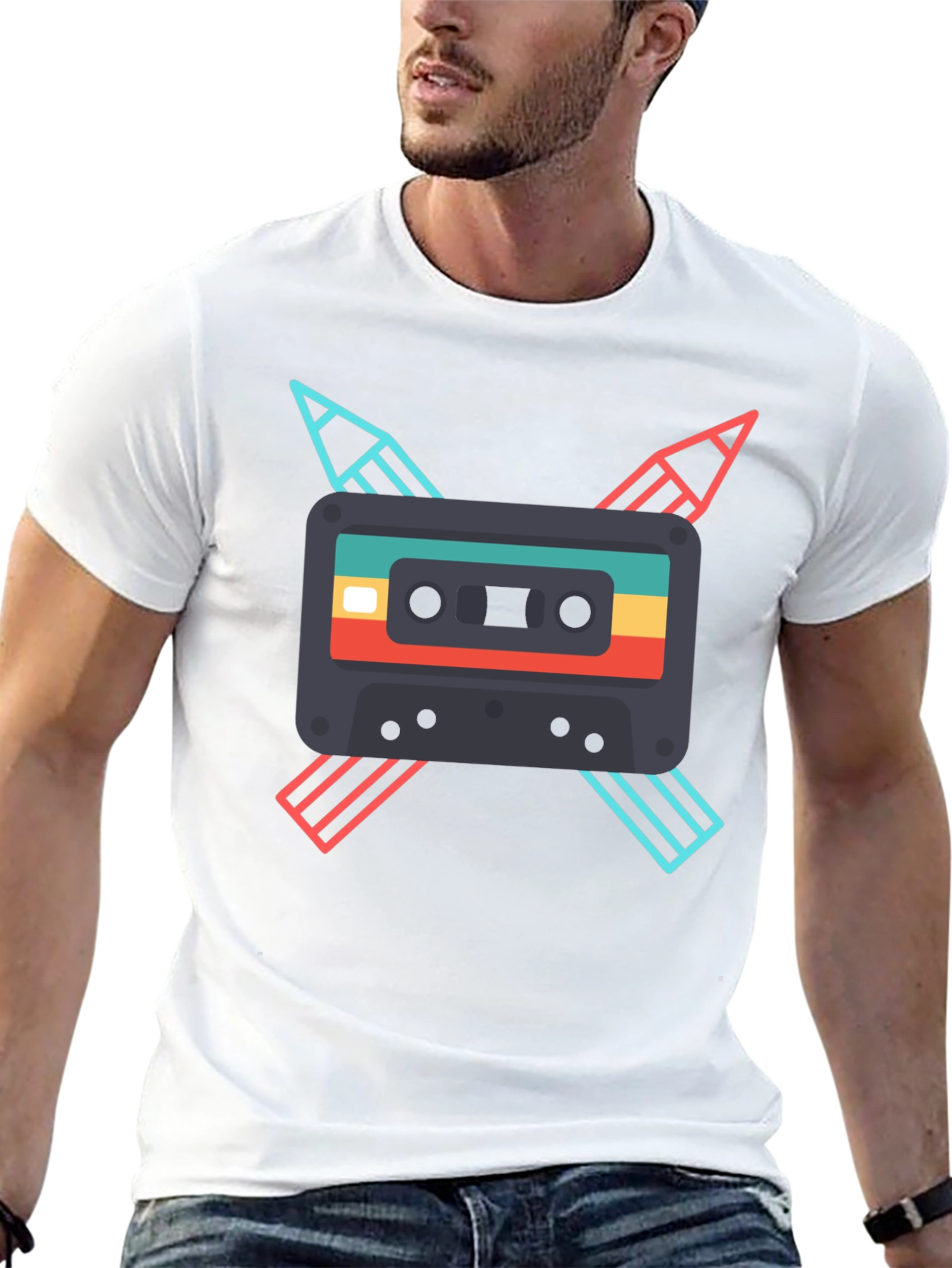 Retro Cassette & Pencil Graphic Tee