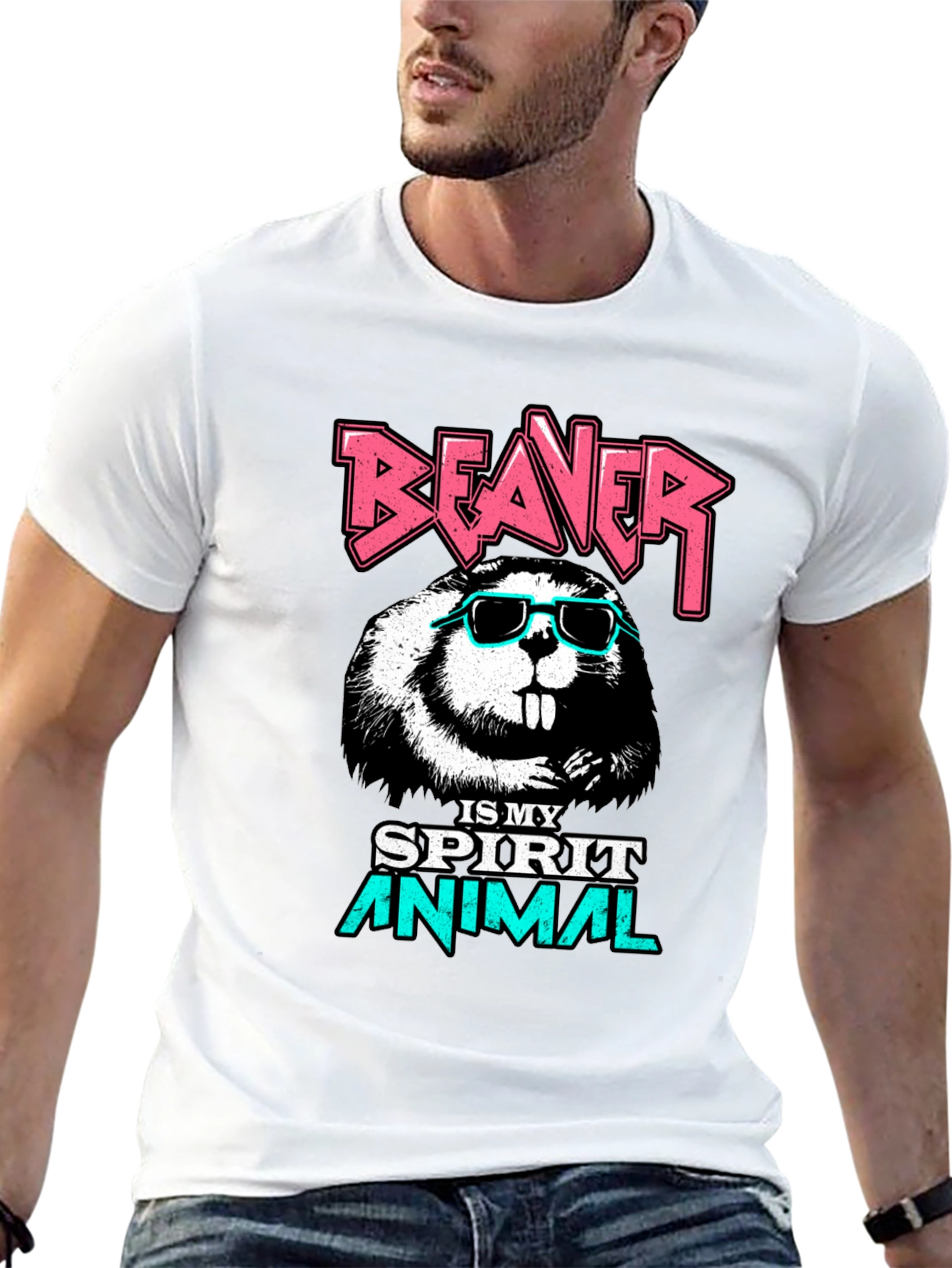 Beaver Spirit Animal Graphic T-Shirt - Black