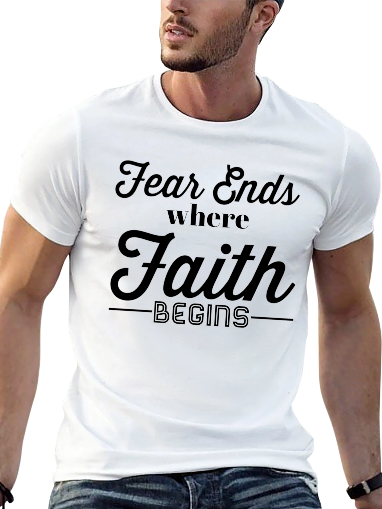 Faith Begins T-Shirt - Inspirational Christian Apparel