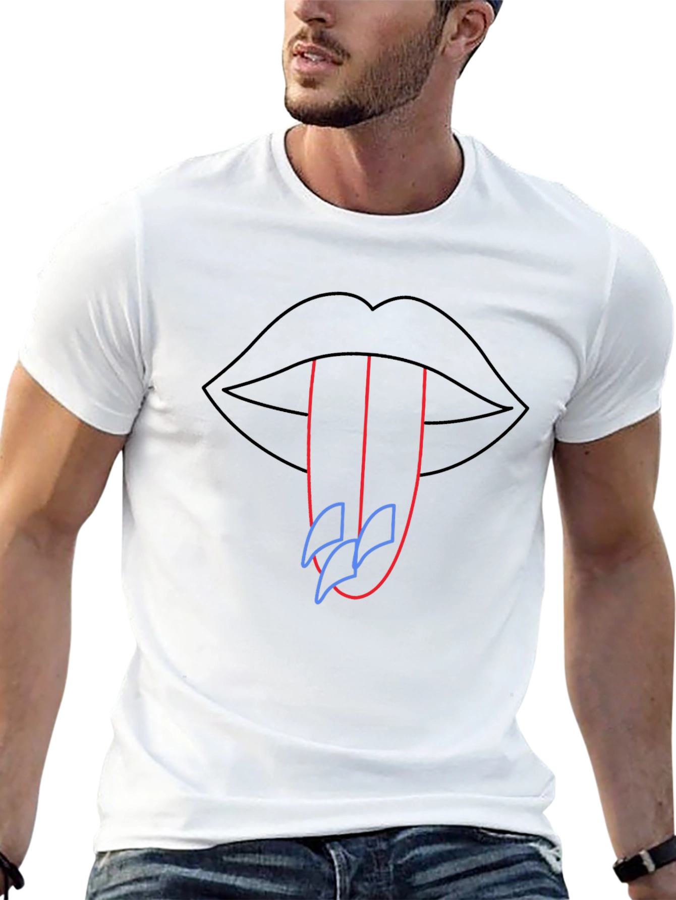 Neon Lips Graphic Tee - Modern Art Shirt
