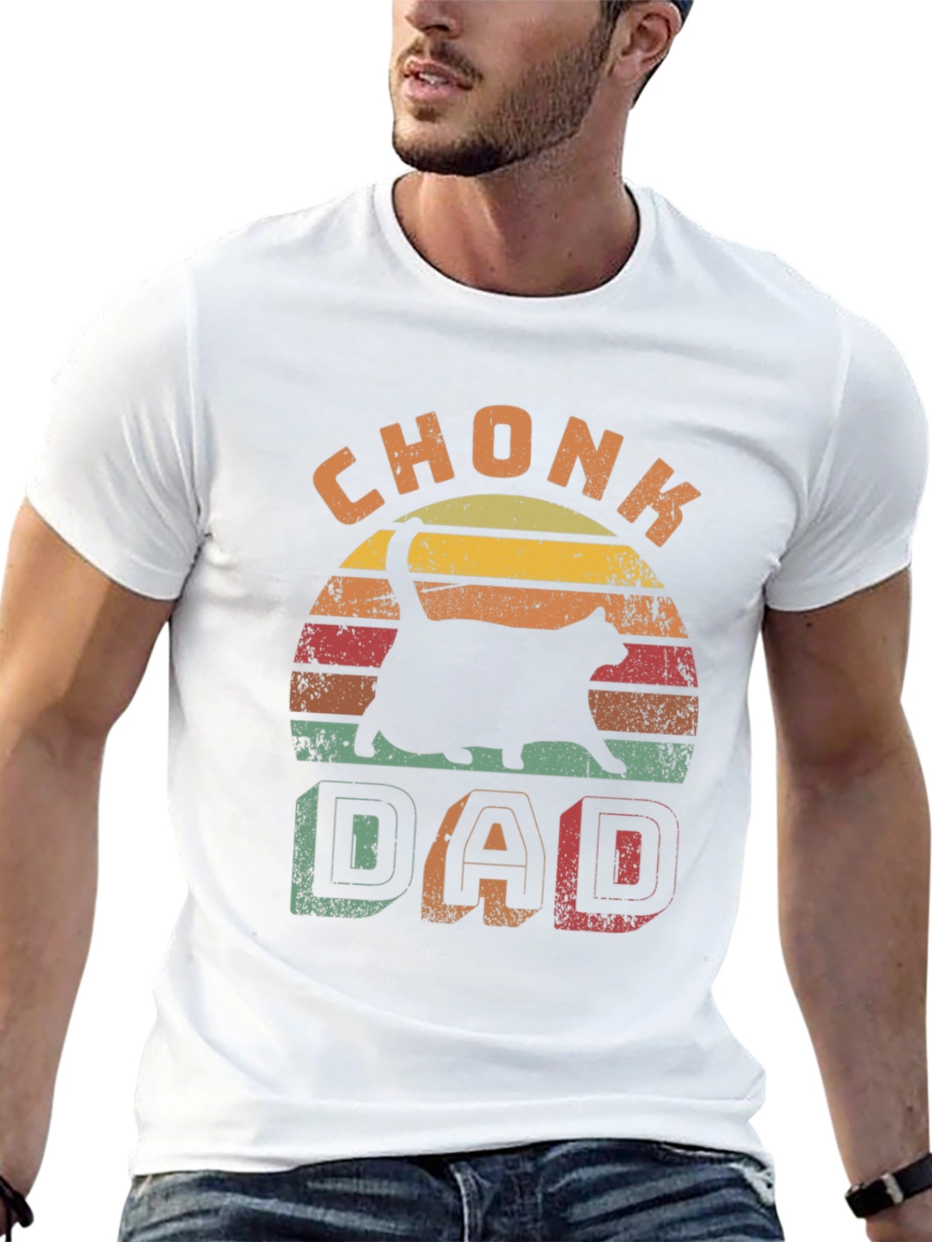 Chonk Dad Retro Graphic Tee - Cat Lover T-Shirt