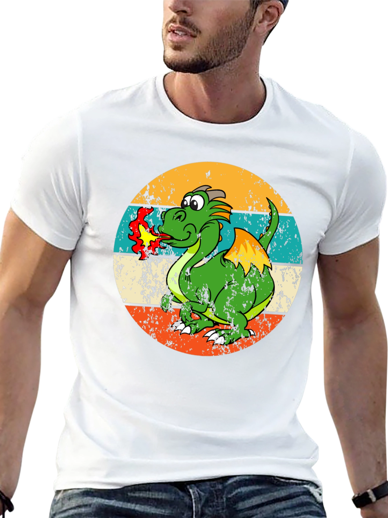 Retro Dragon Graphic Tee - Mens Black T-Shirt