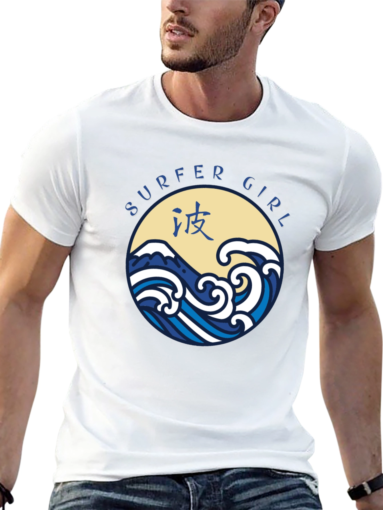 Surfer Girl Graphic Tee - Stylish Wave Design