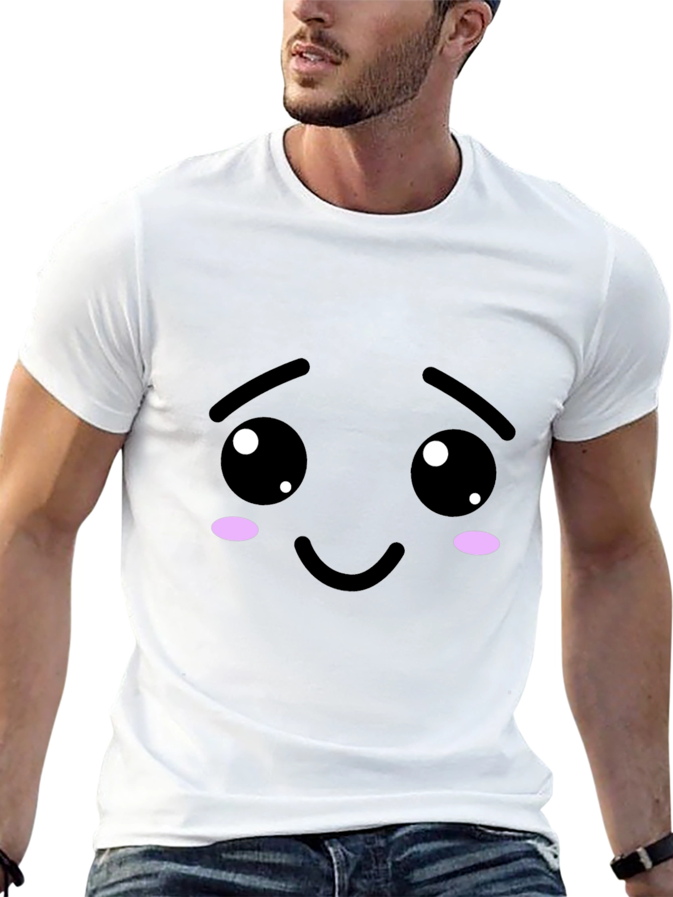 Kawaii Face Black T-Shirt - Express Yourself!