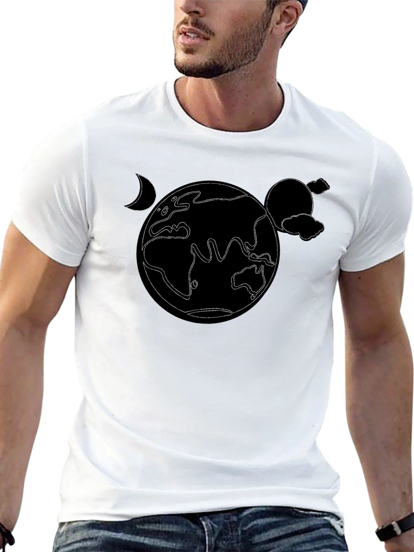Earth Outline Graphic Tee - Black