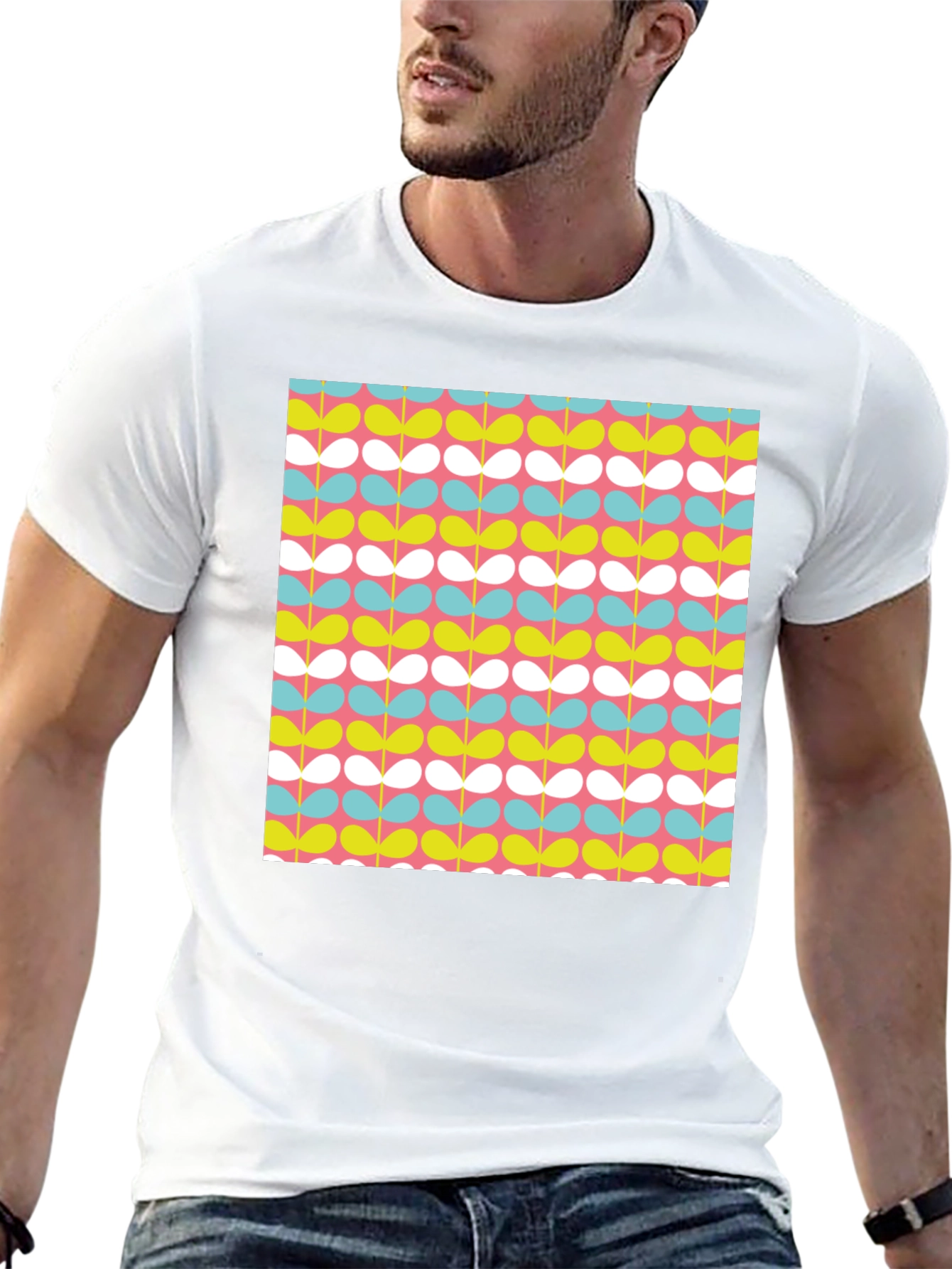 Retro Floral Pattern Black T-Shirt